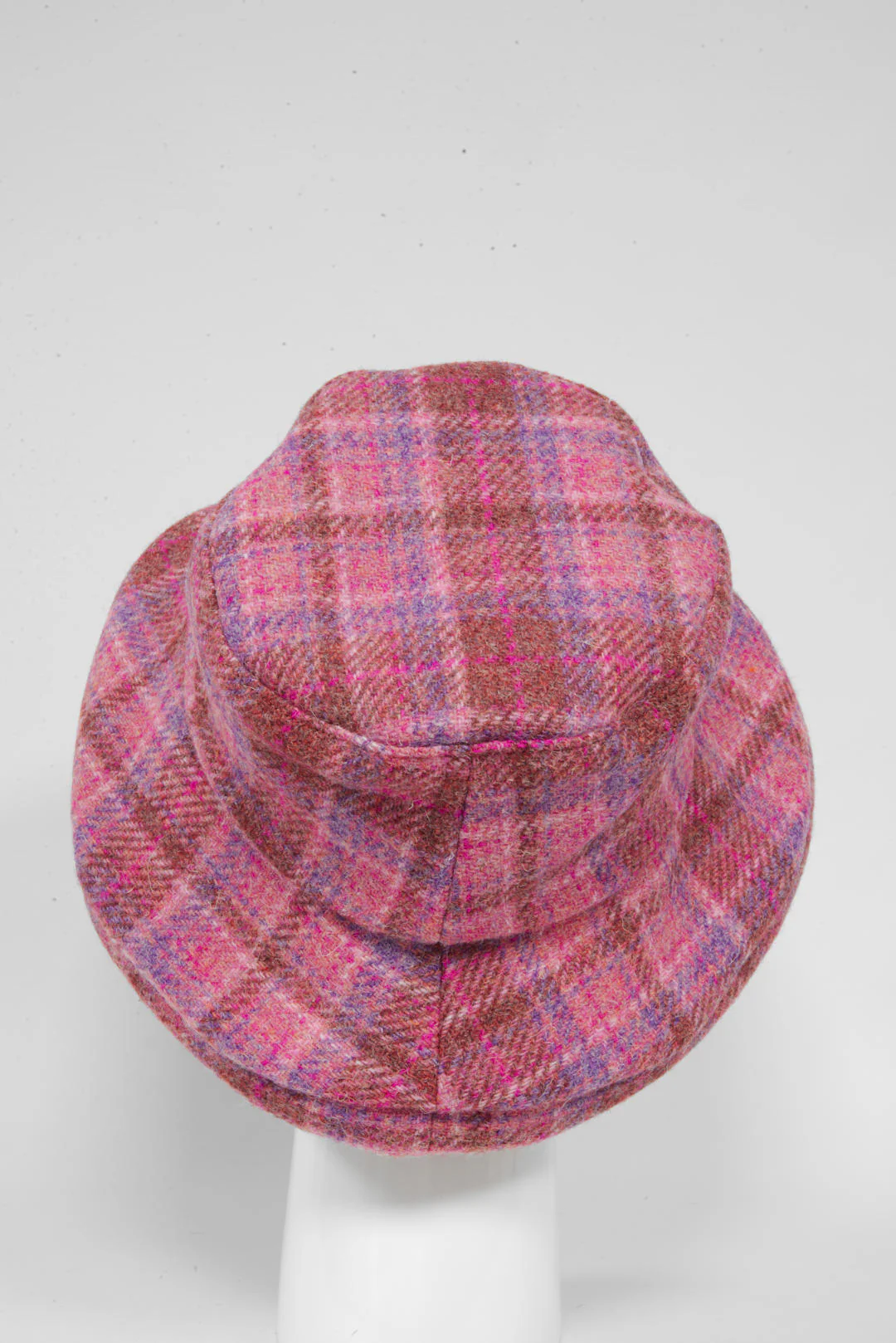 Harris Tweed Ladies Brimmed Hat - Pink Lilac Check (GA) - Image 6