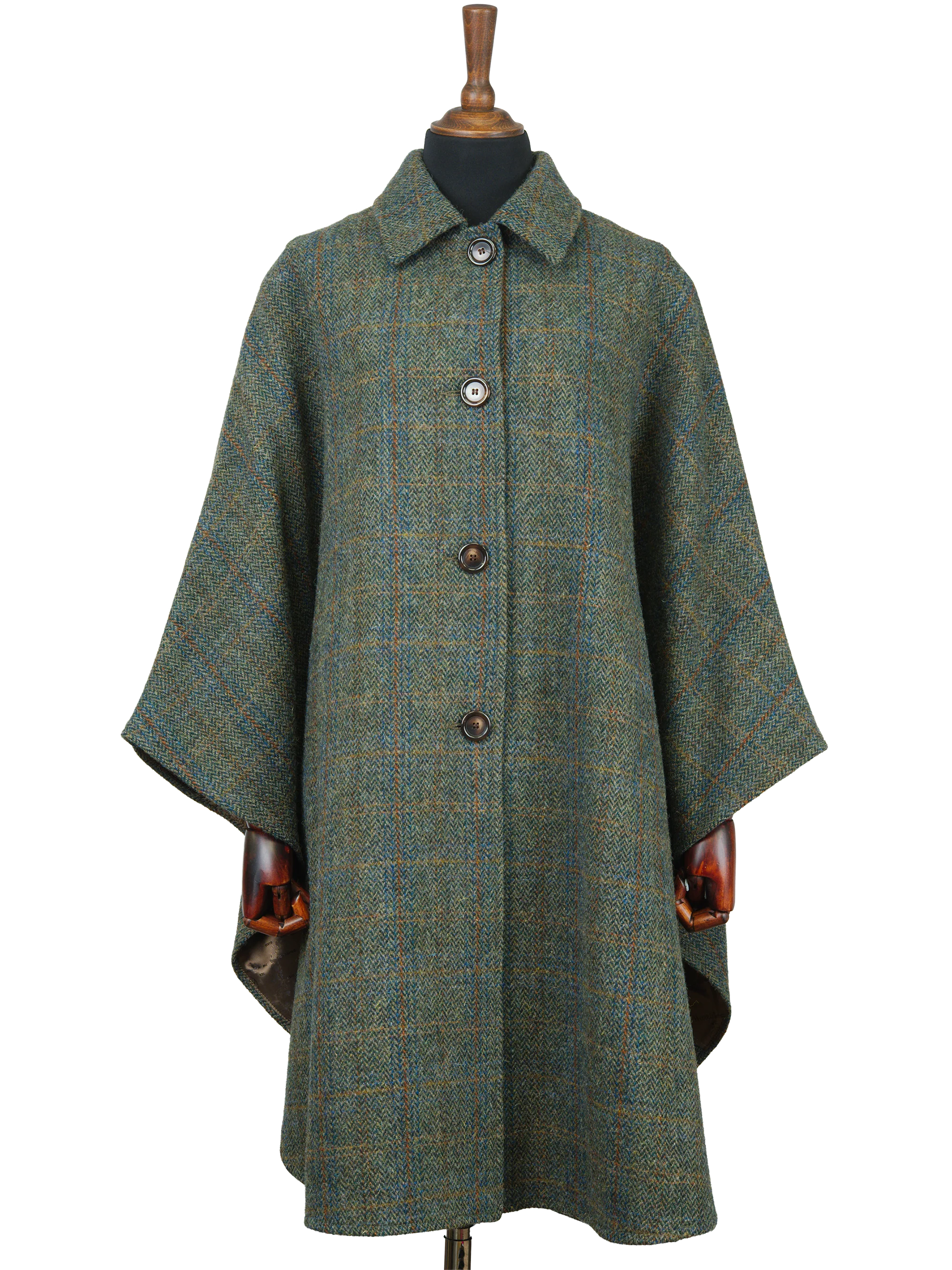 Harris Tweed Ladies Buttoned Long Cape - HB161