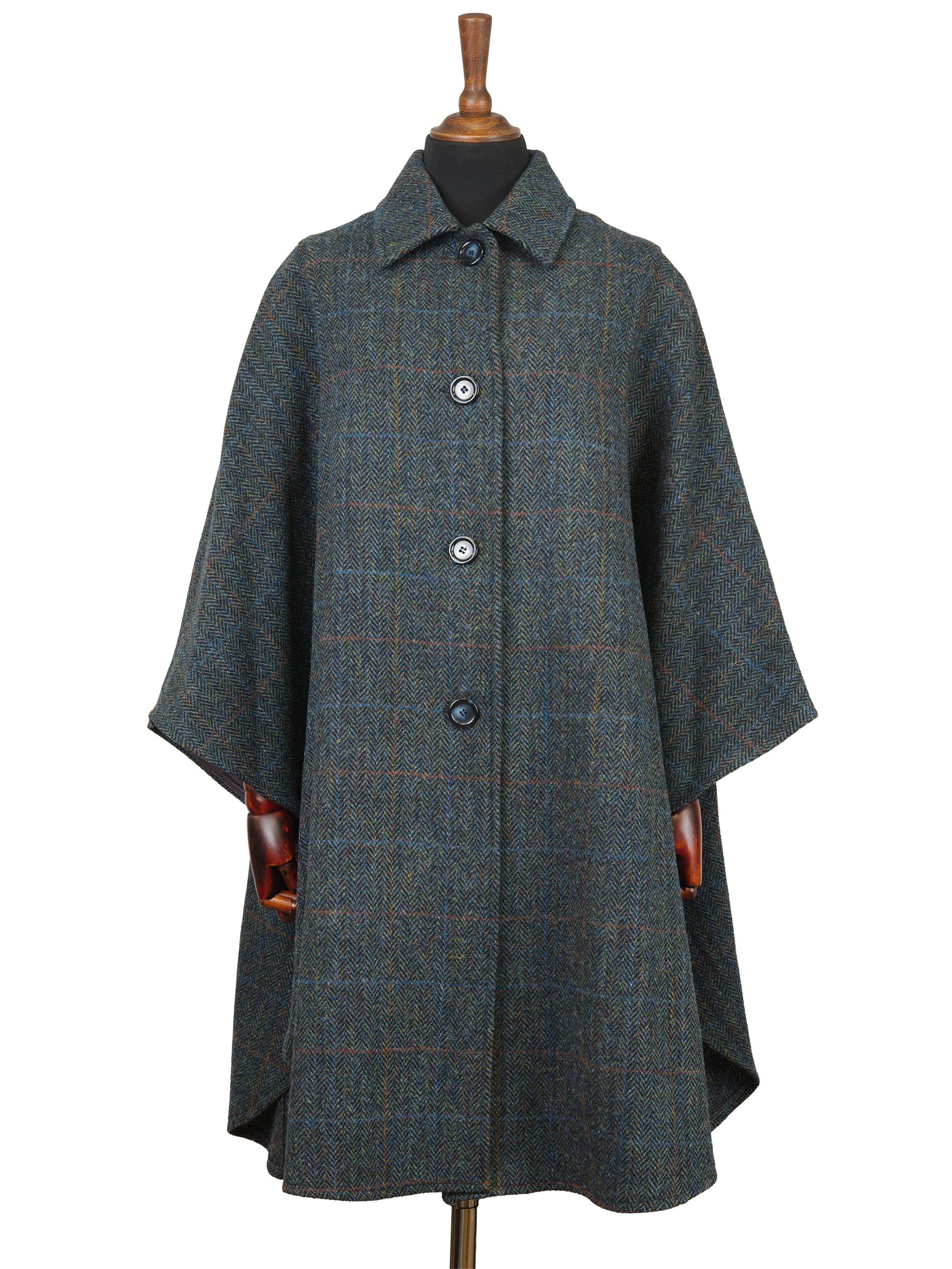 Harris Tweed Ladies Buttoned Long Cape - HB80