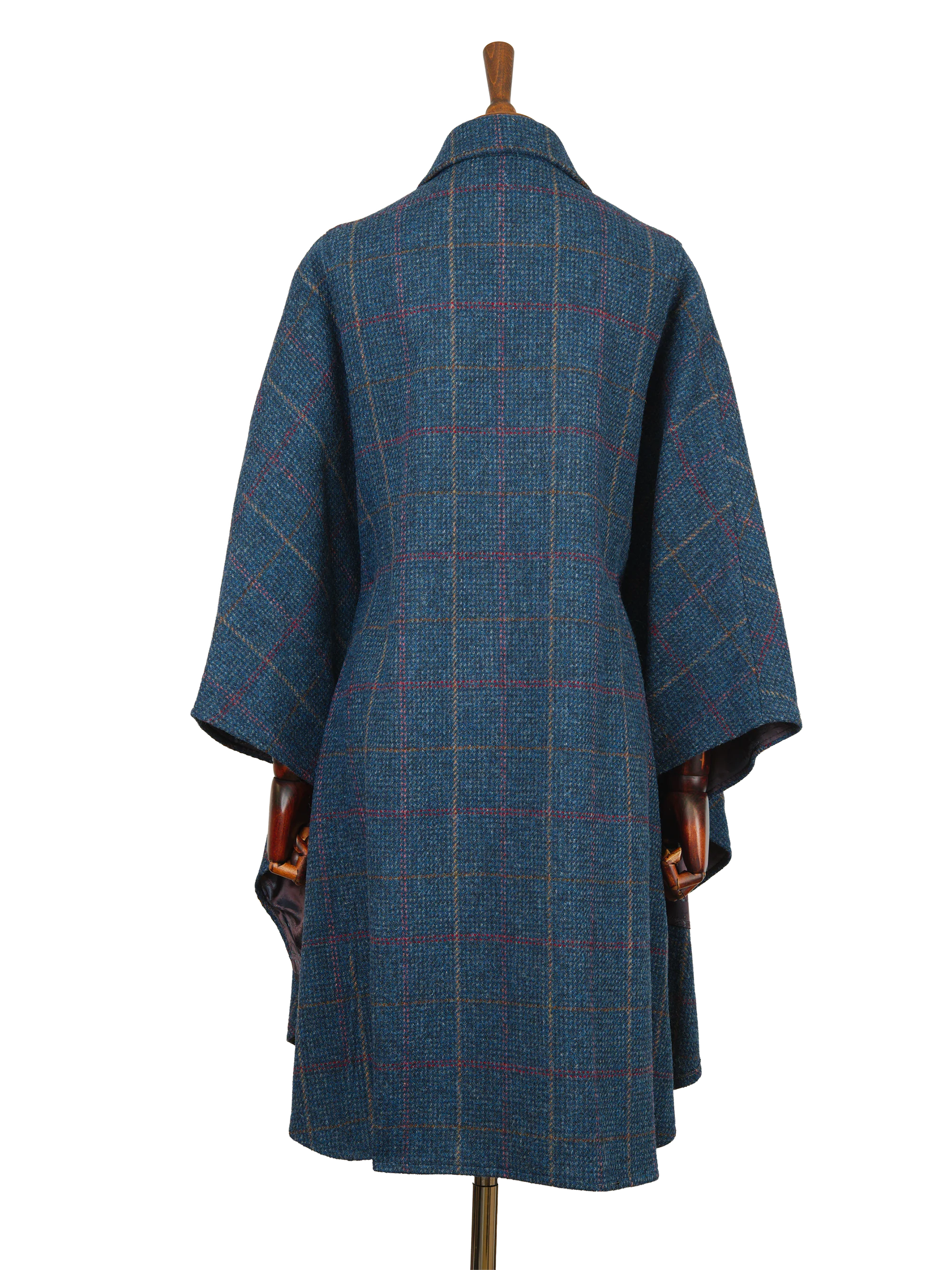 Harris Tweed Ladies Buttoned Long Cape - Ocean - Image 3