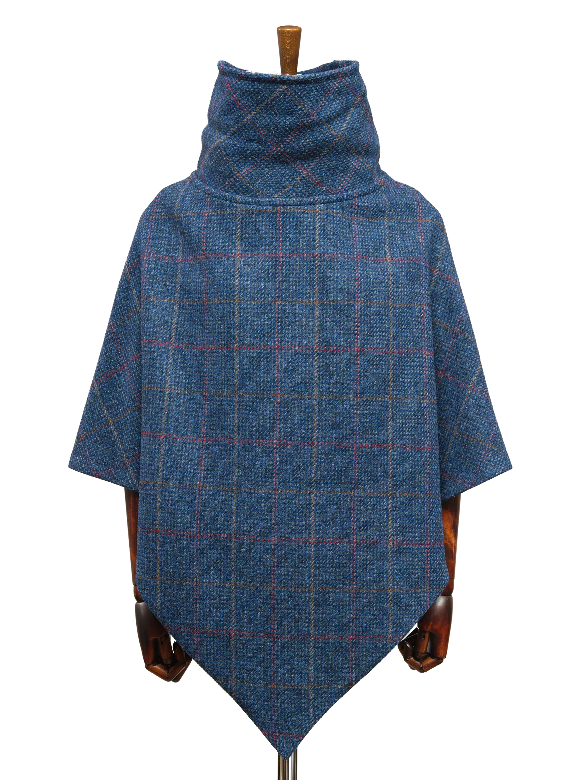 Harris Tweed Ladies Celtic Cape - Blue Check - Image 2