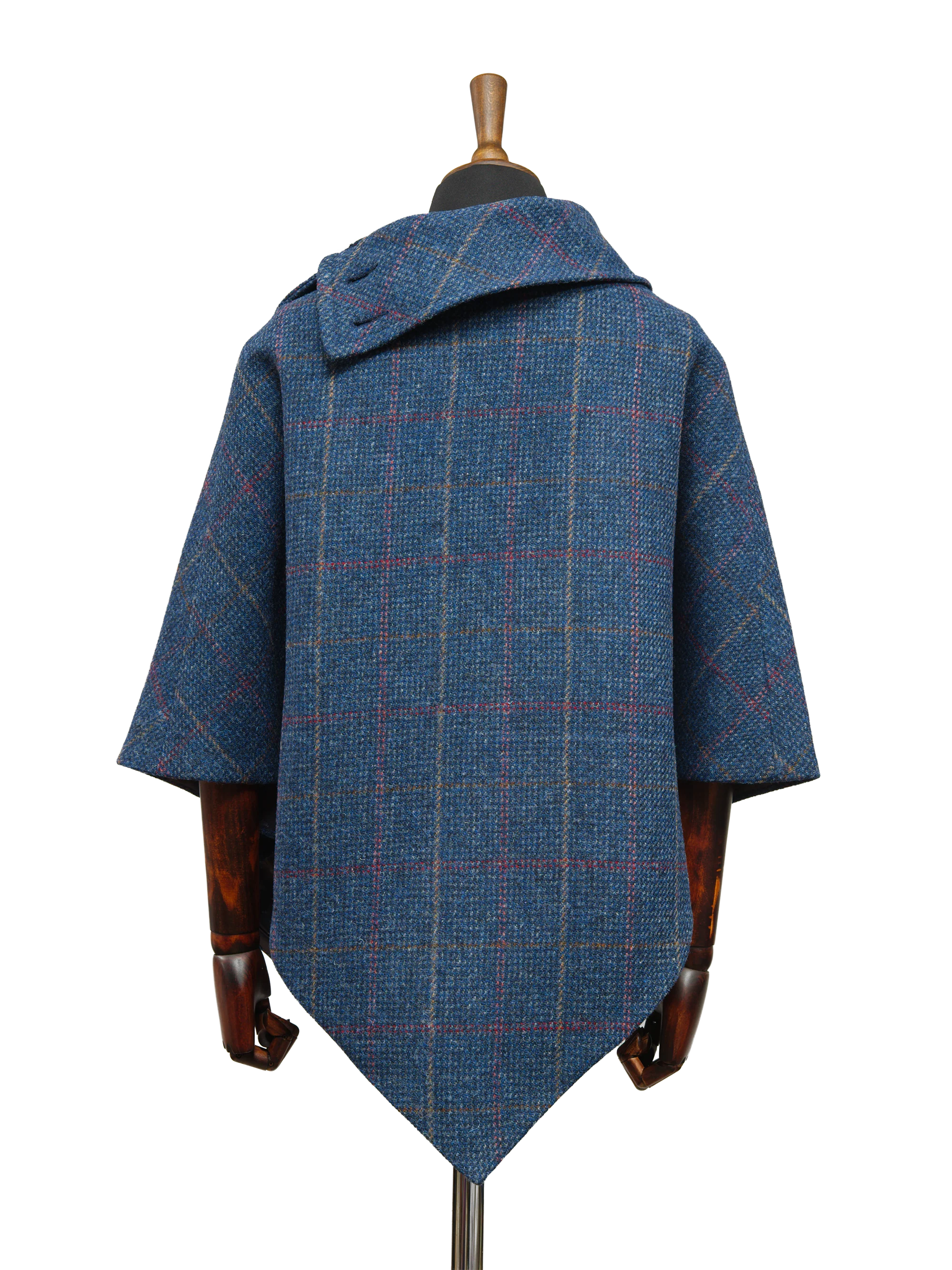 Harris Tweed Ladies Celtic Cape - Blue Check - Image 4