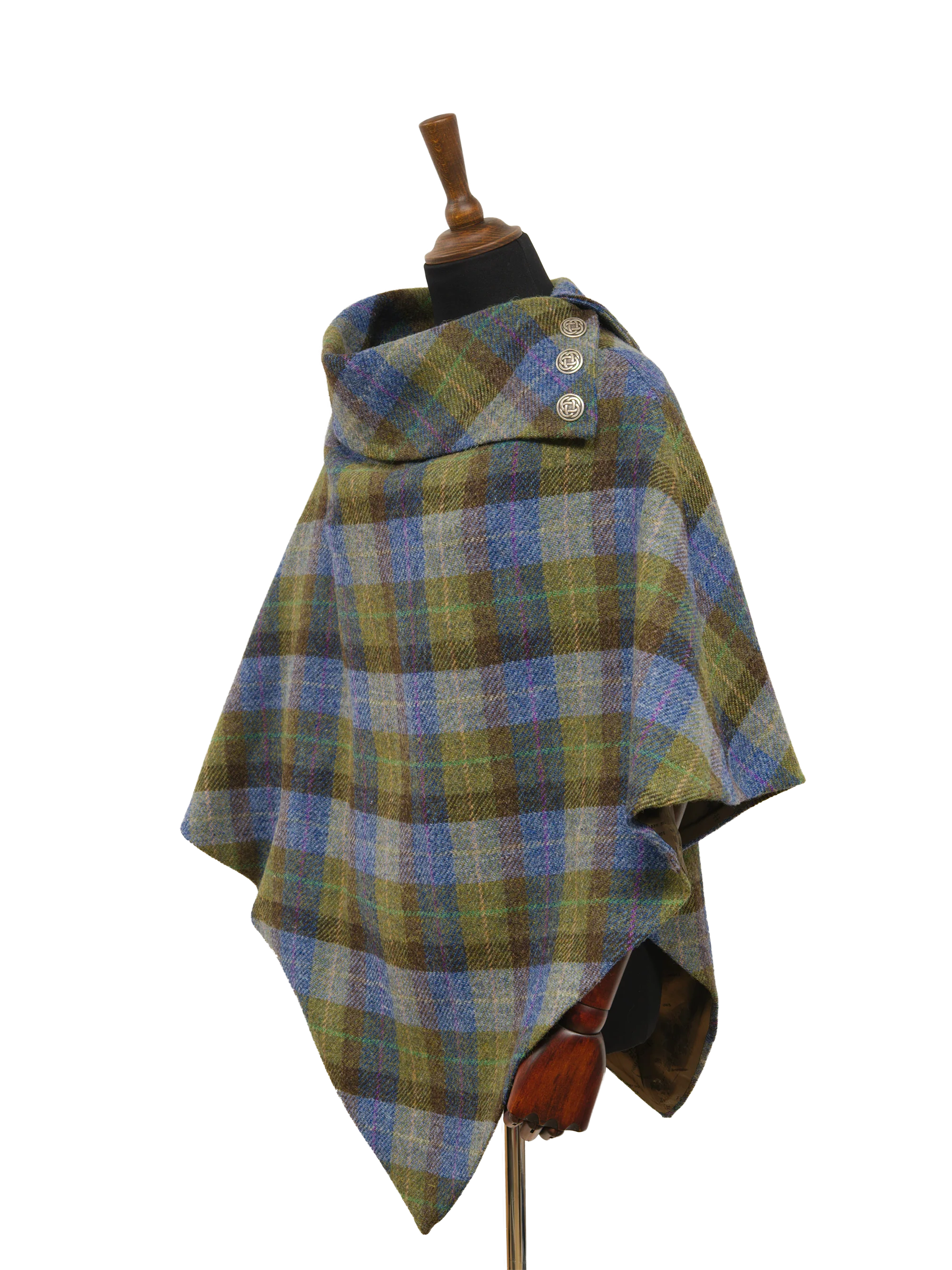 Harris Tweed Ladies Celtic Cape - Denim Sage - Image 2