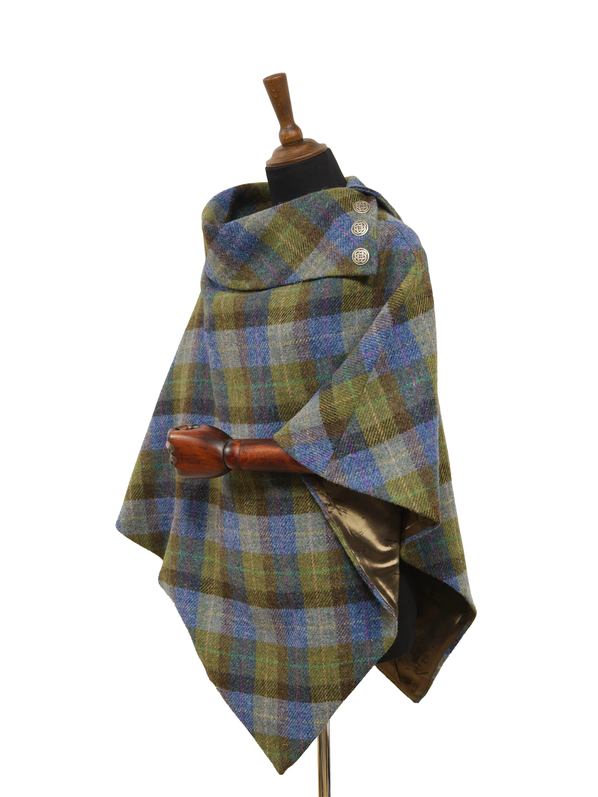 Harris Tweed Ladies Celtic Cape - Denim Sage - Image 3