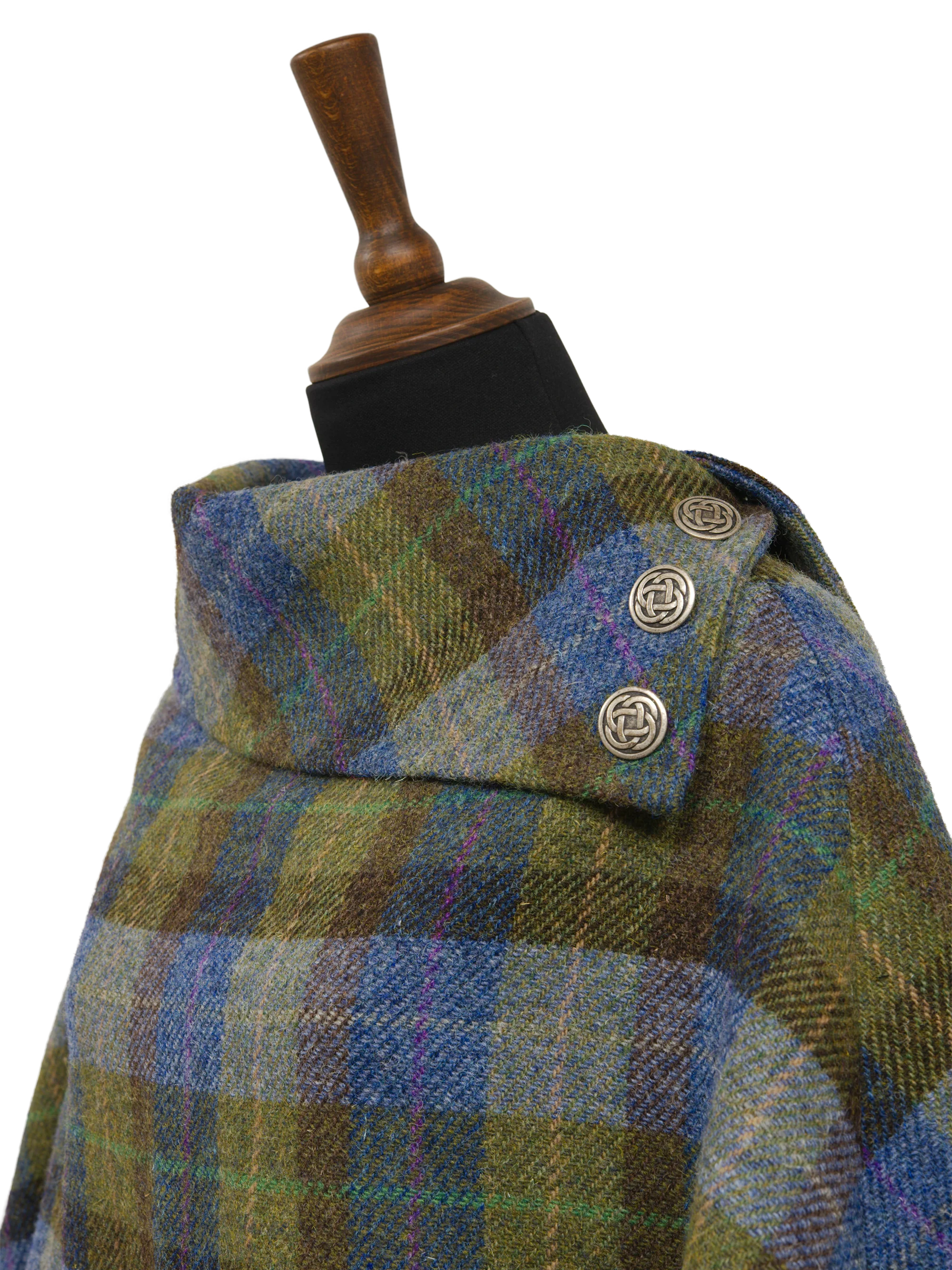 Harris Tweed Ladies Celtic Cape - Denim Sage - Image 5