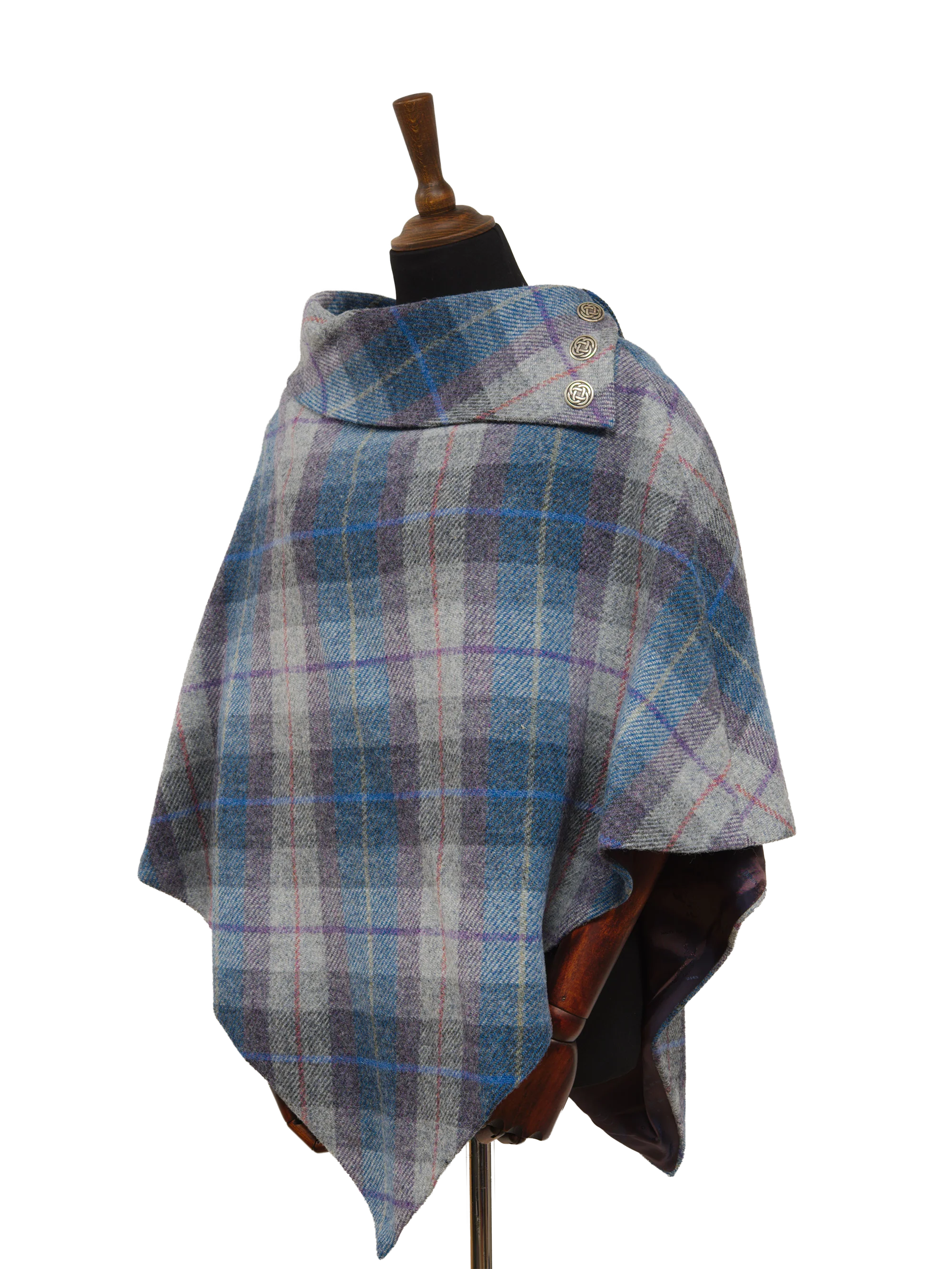 Harris Tweed Ladies Celtic Cape - Lavender Check - Image 2
