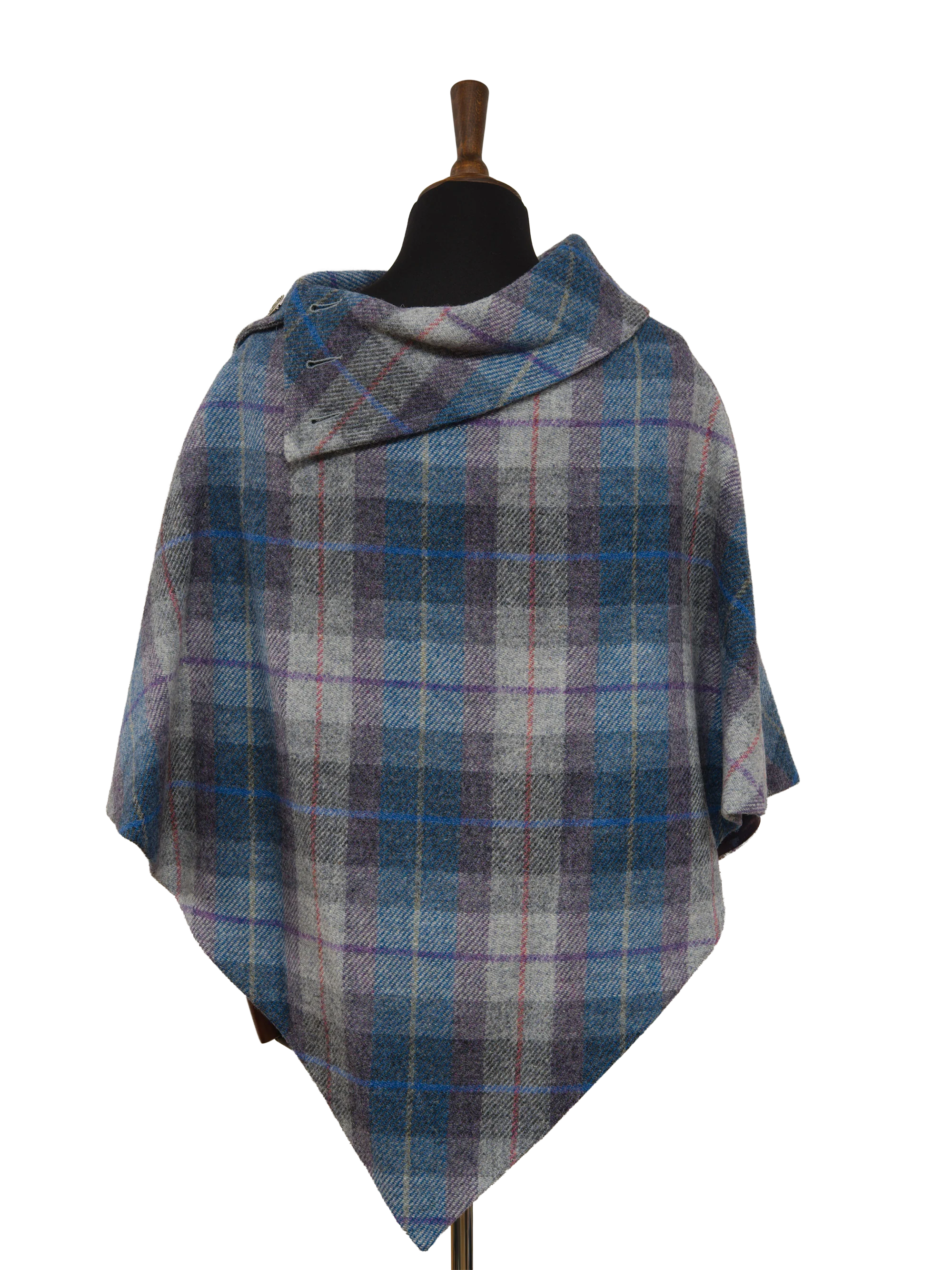 Harris Tweed Ladies Celtic Cape - Lavender Check - Image 3