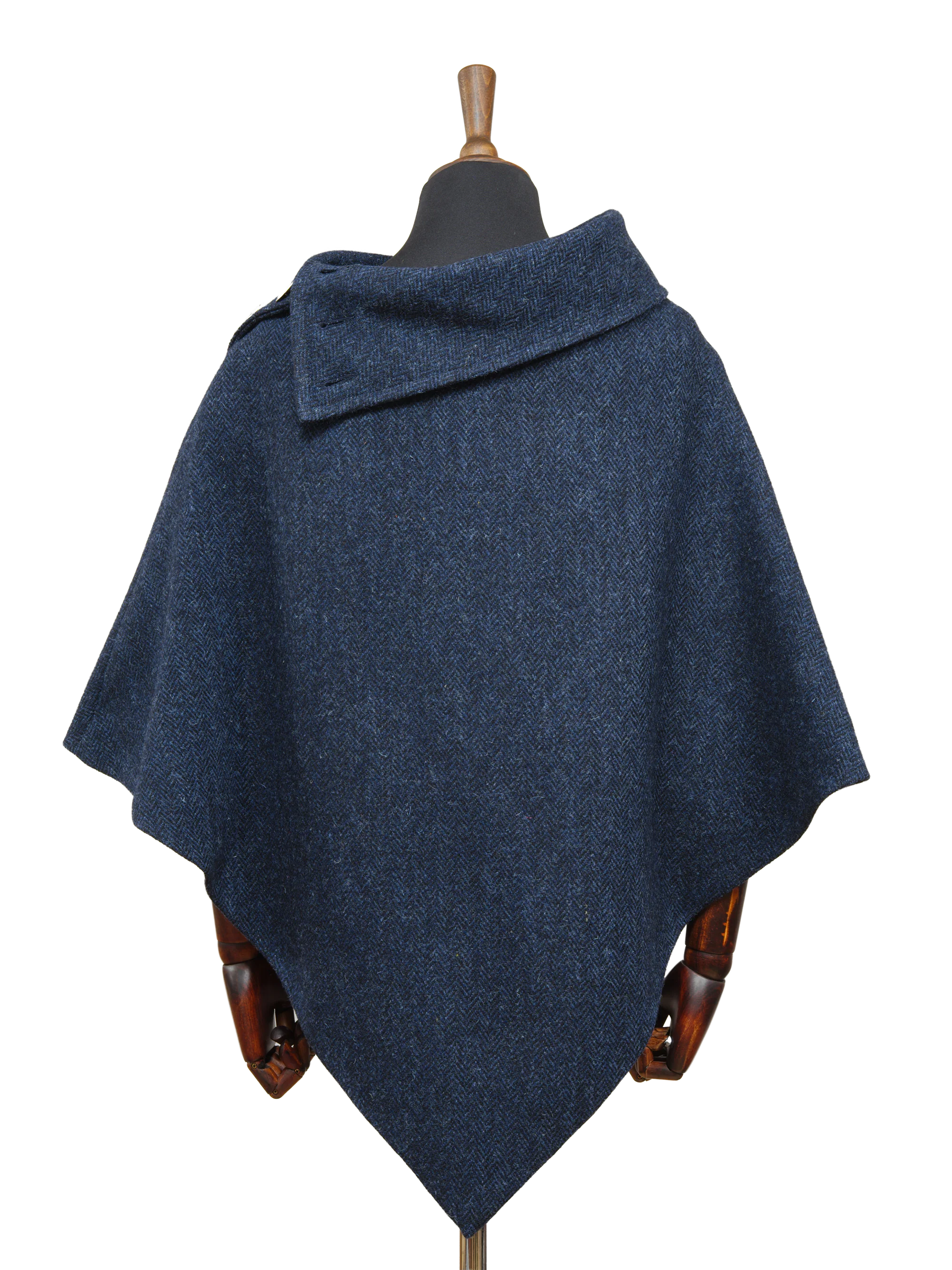 Harris Tweed Ladies Celtic Cape - Navy Herringbone - Image 4