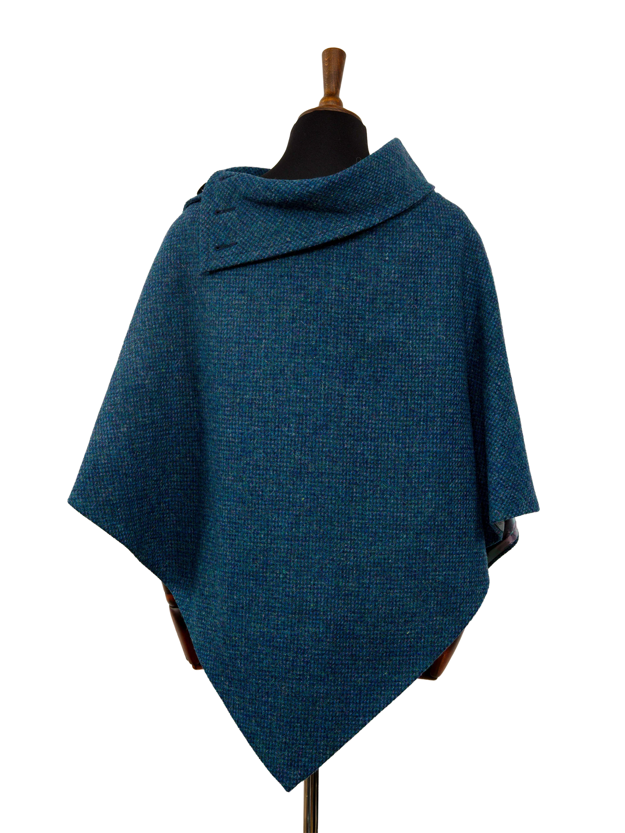 Harris Tweed Ladies Celtic Cape - Teal - Image 3
