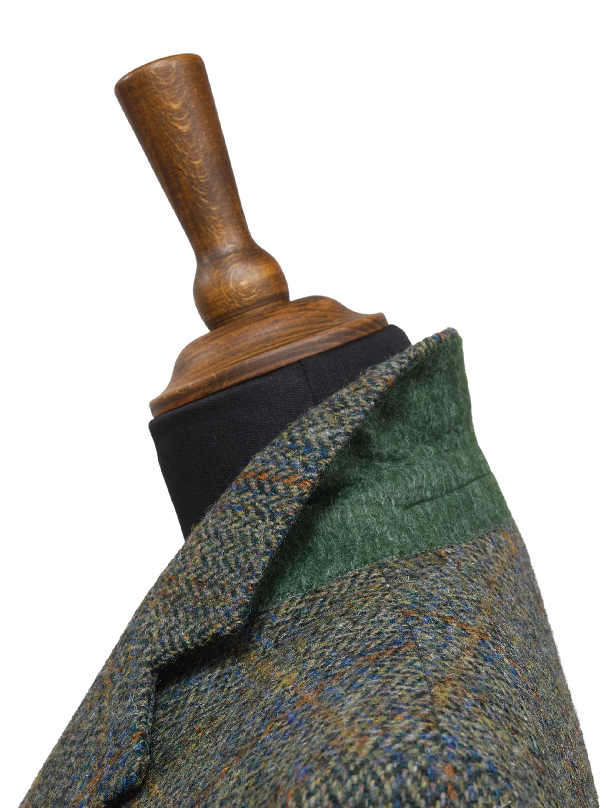 Harris Tweed Ladies Fitted Jacket - Green Herringbone With Overcheck - Image 4