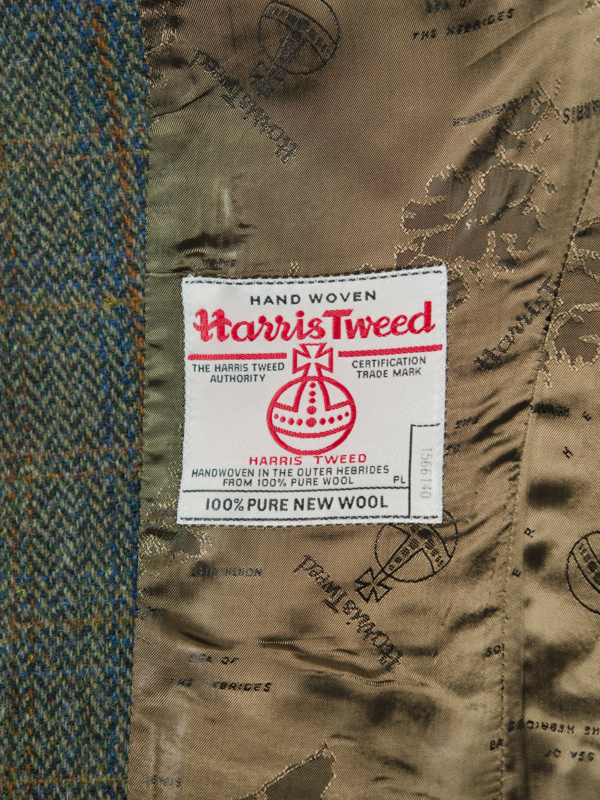 Harris Tweed Ladies Fitted Jacket - Green Herringbone With Overcheck - Image 7