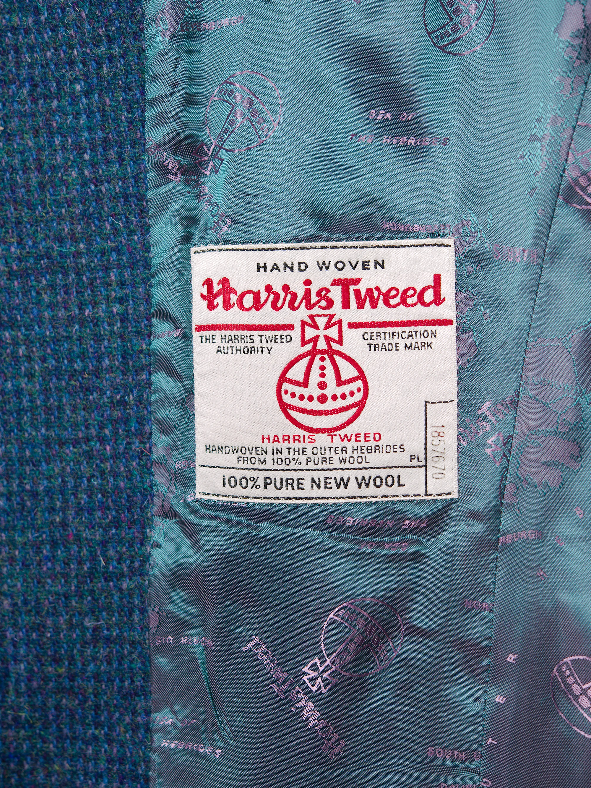 Harris Tweed Ladies Fitted Jacket - Teal - Image 7