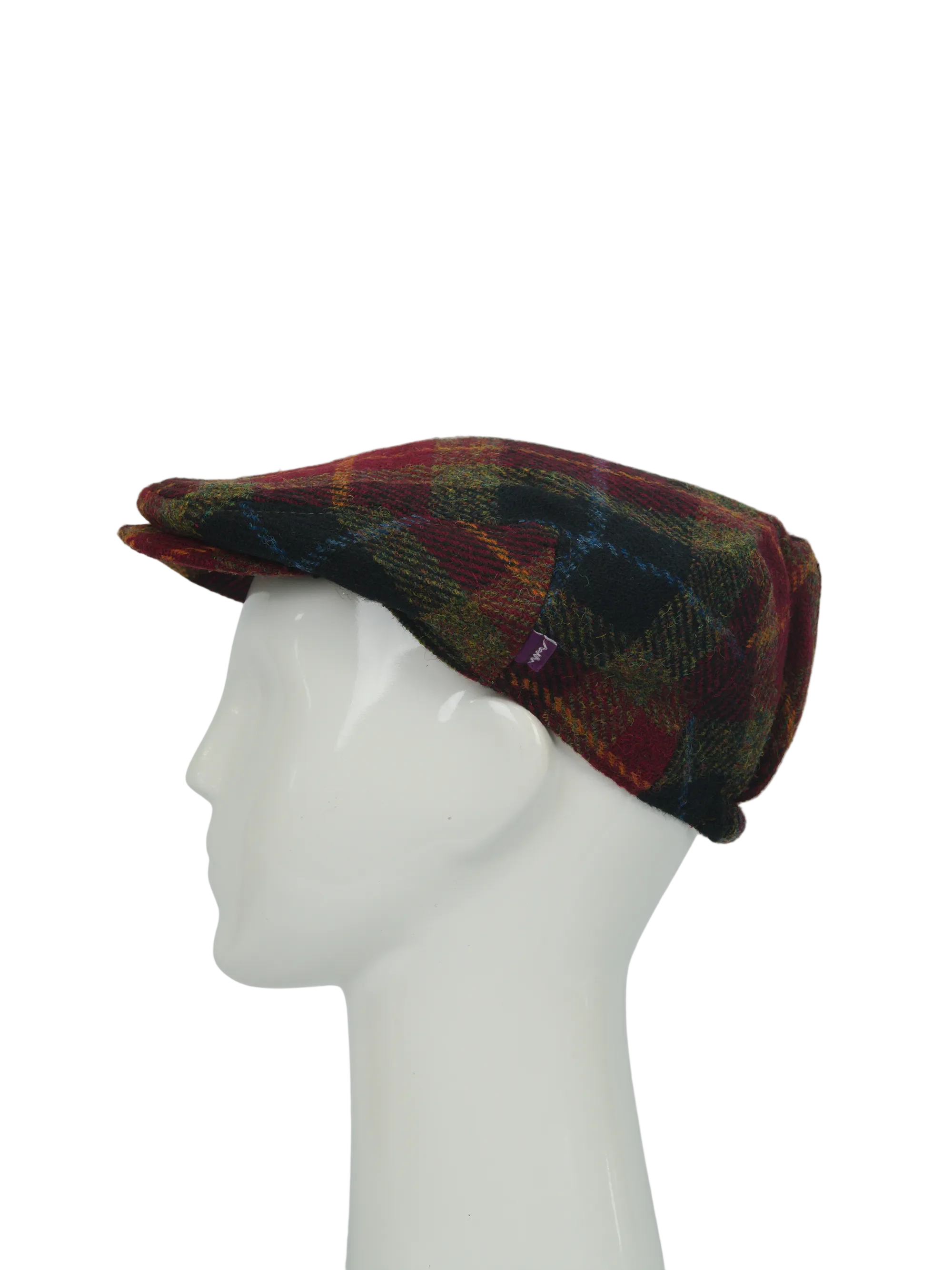 Harris Tweed Ladies Flat Cap Green/Rust Check (HH) - Image 4