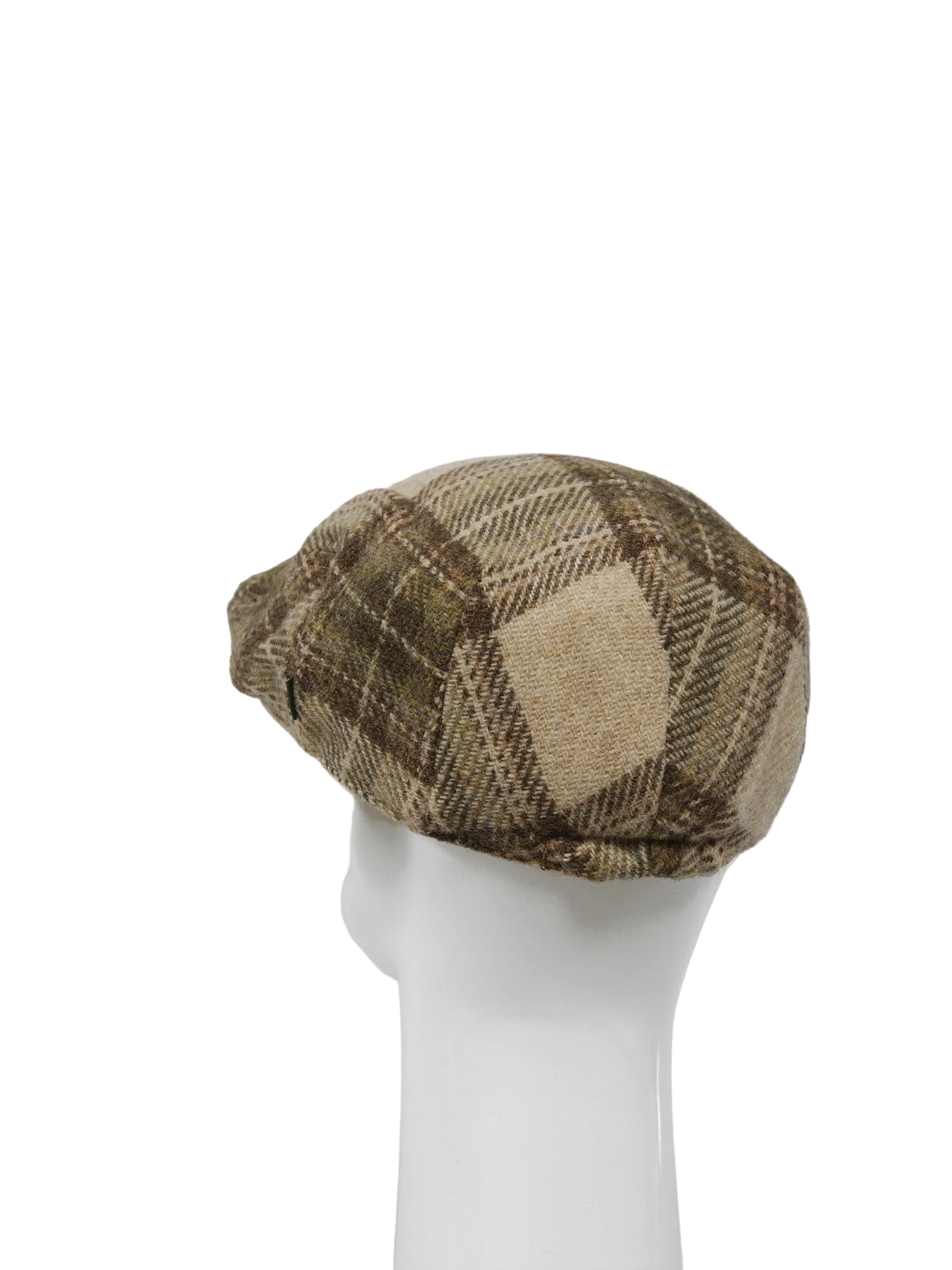 Harris Tweed Ladies Flat Cap - Oatmeal Check (HH) - Image 3