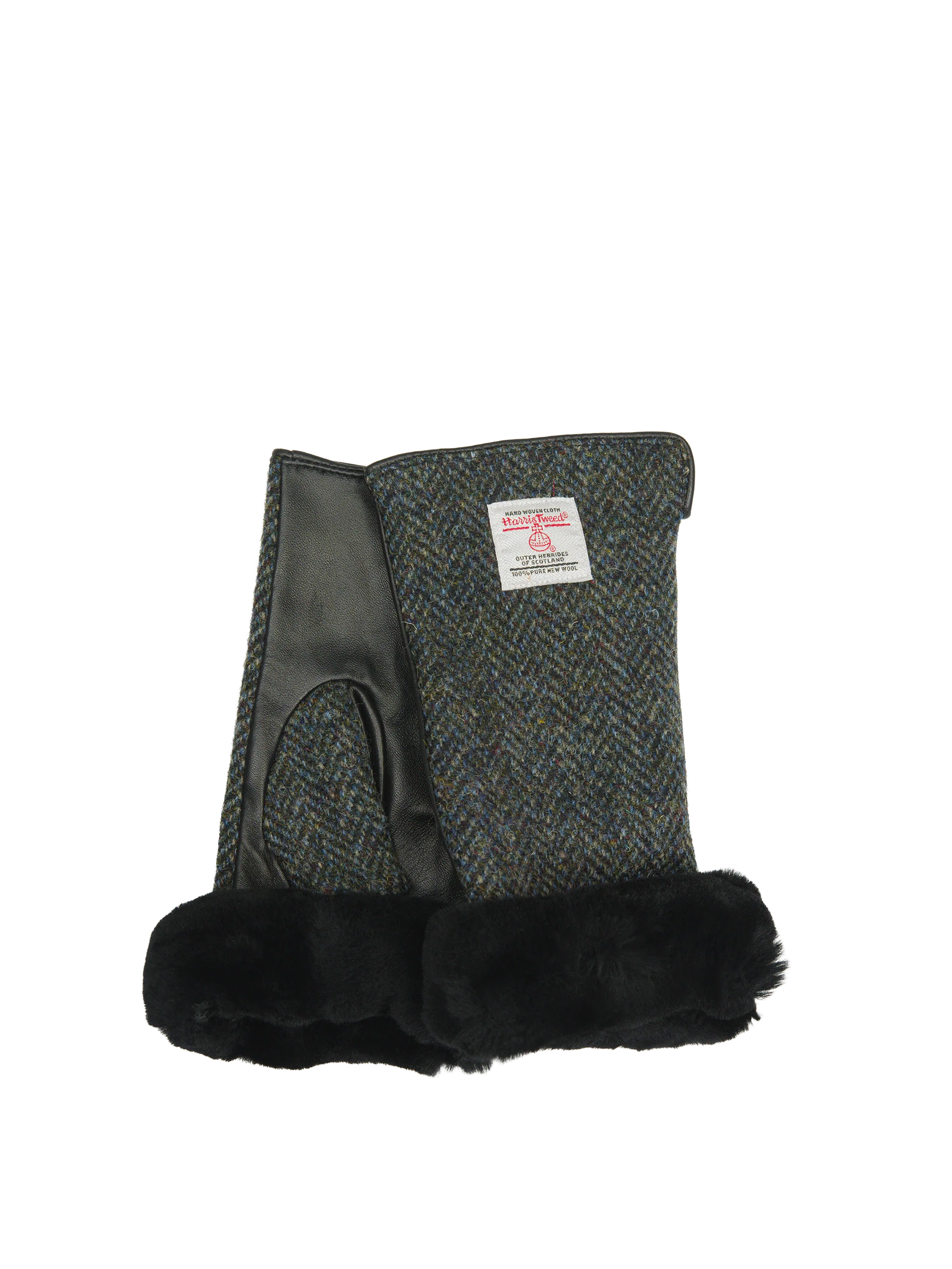 Harris Tweed Ladies Fur Mittens - HB85 (ISL)