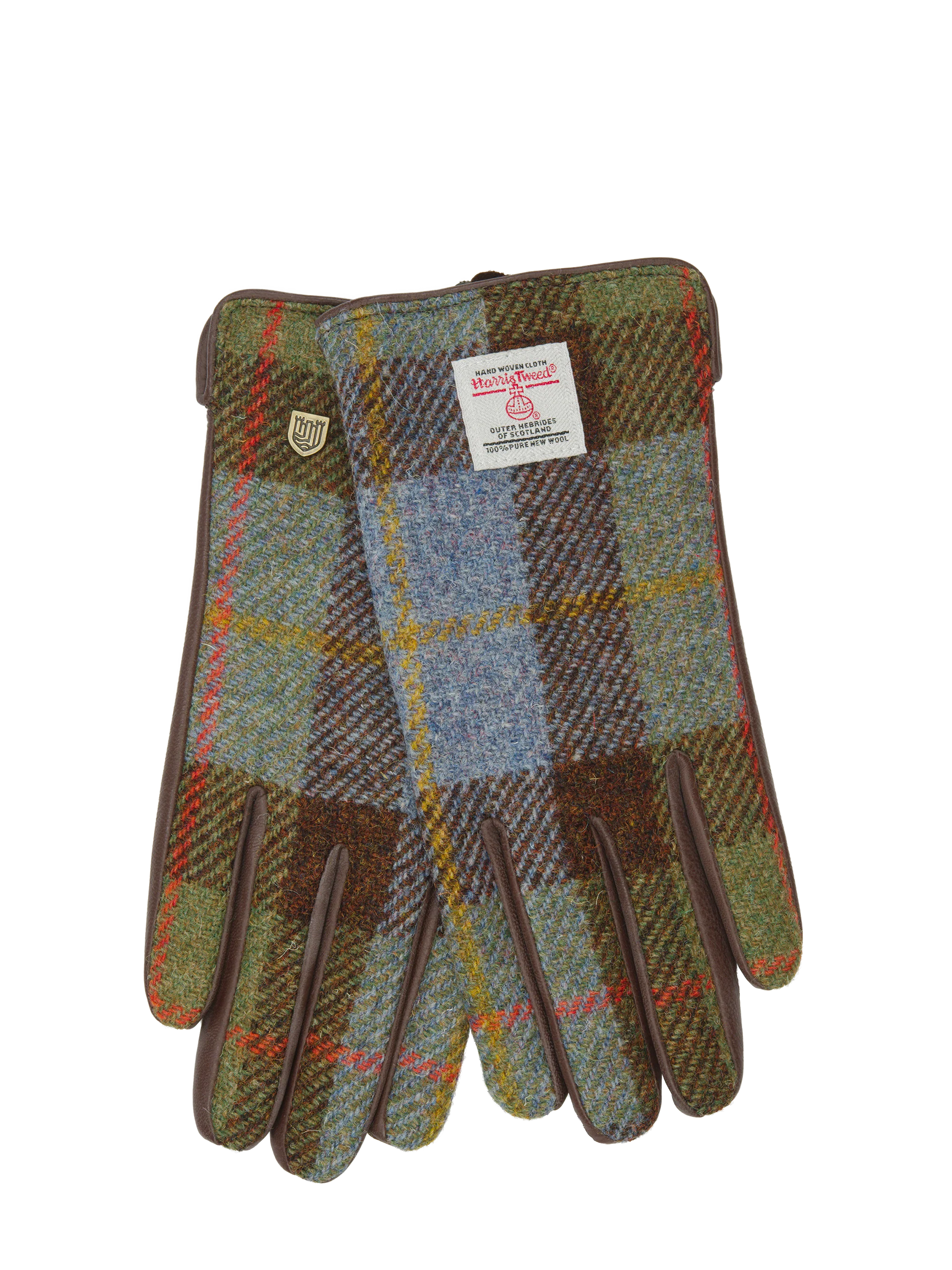 Harris Tweed Ladies Gloves - A017 (Brown Leather) (ISL) - Image 2