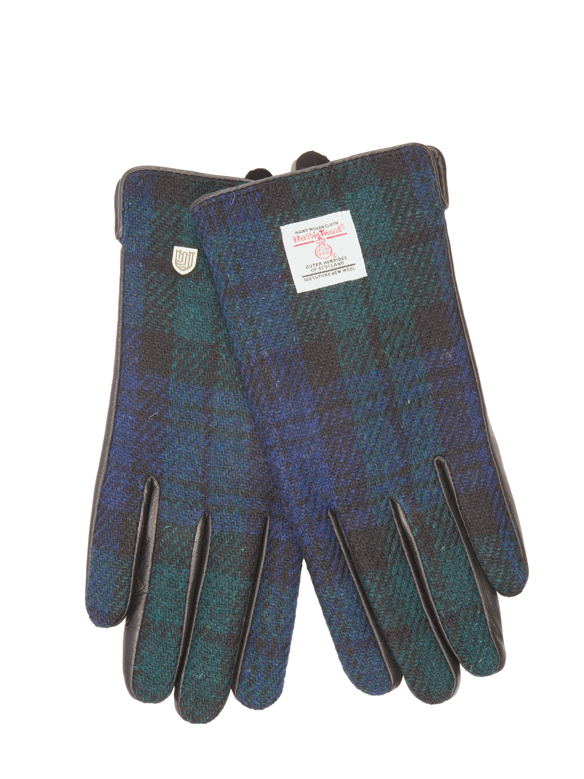 Harris Tweed Ladies Gloves - A020 (Black Leather) (ISL)