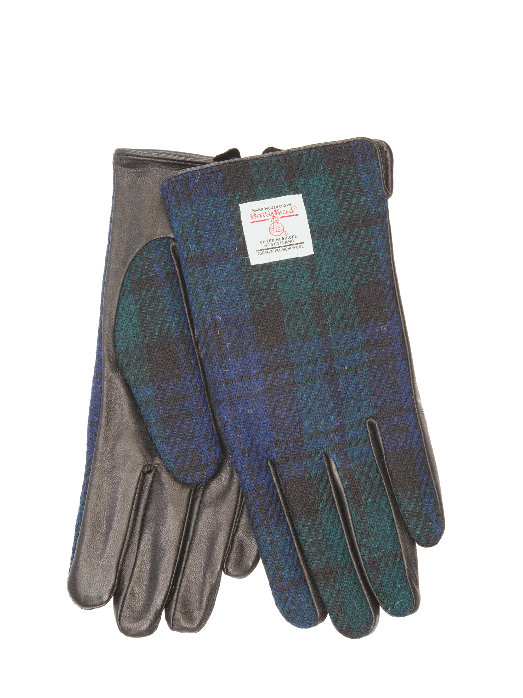 Harris Tweed Ladies Gloves - A020 (Black Leather) (ISL) - Image 2