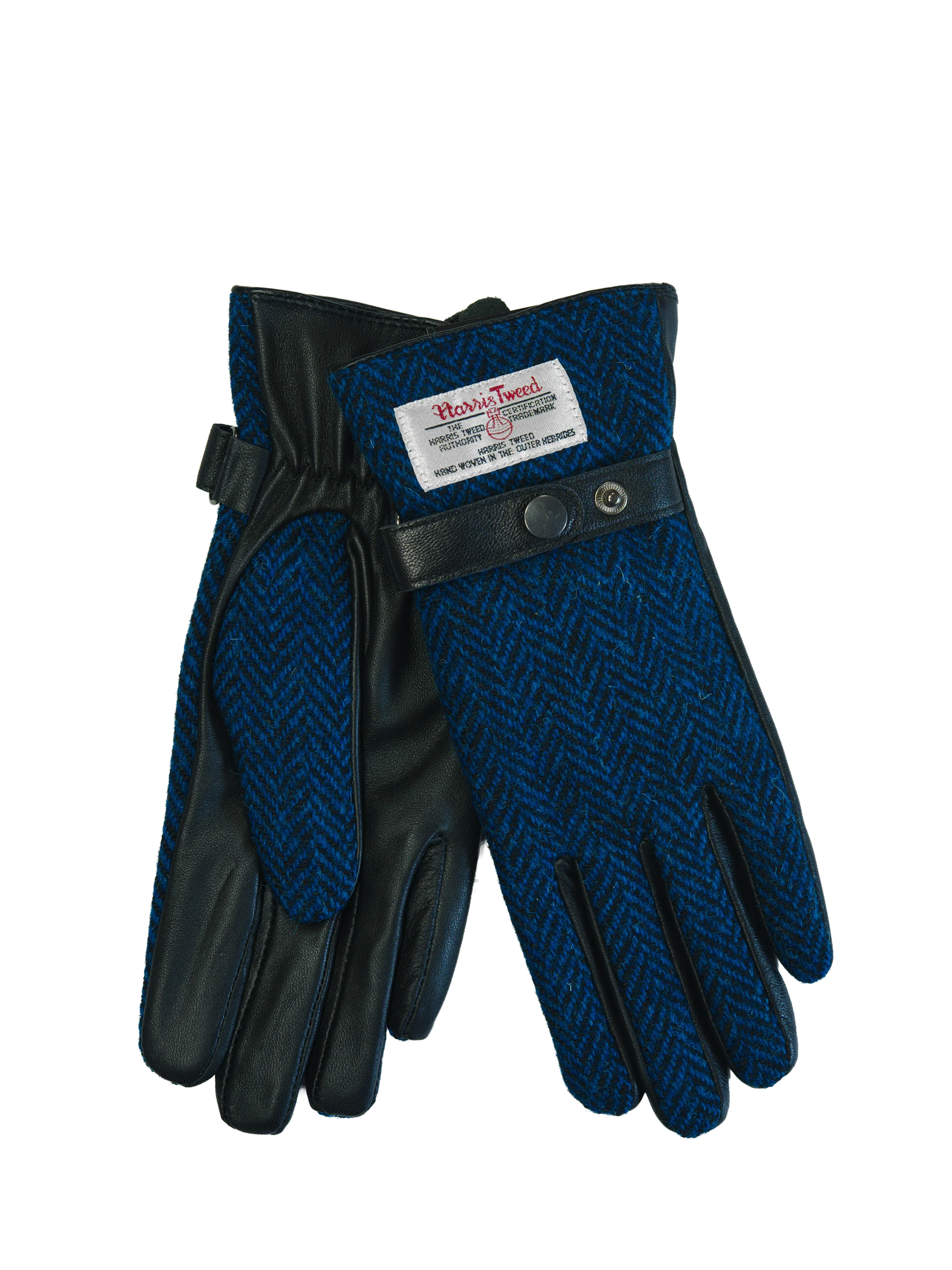 Harris Tweed Ladies Gloves - Blue/Black Herringbone (GA)