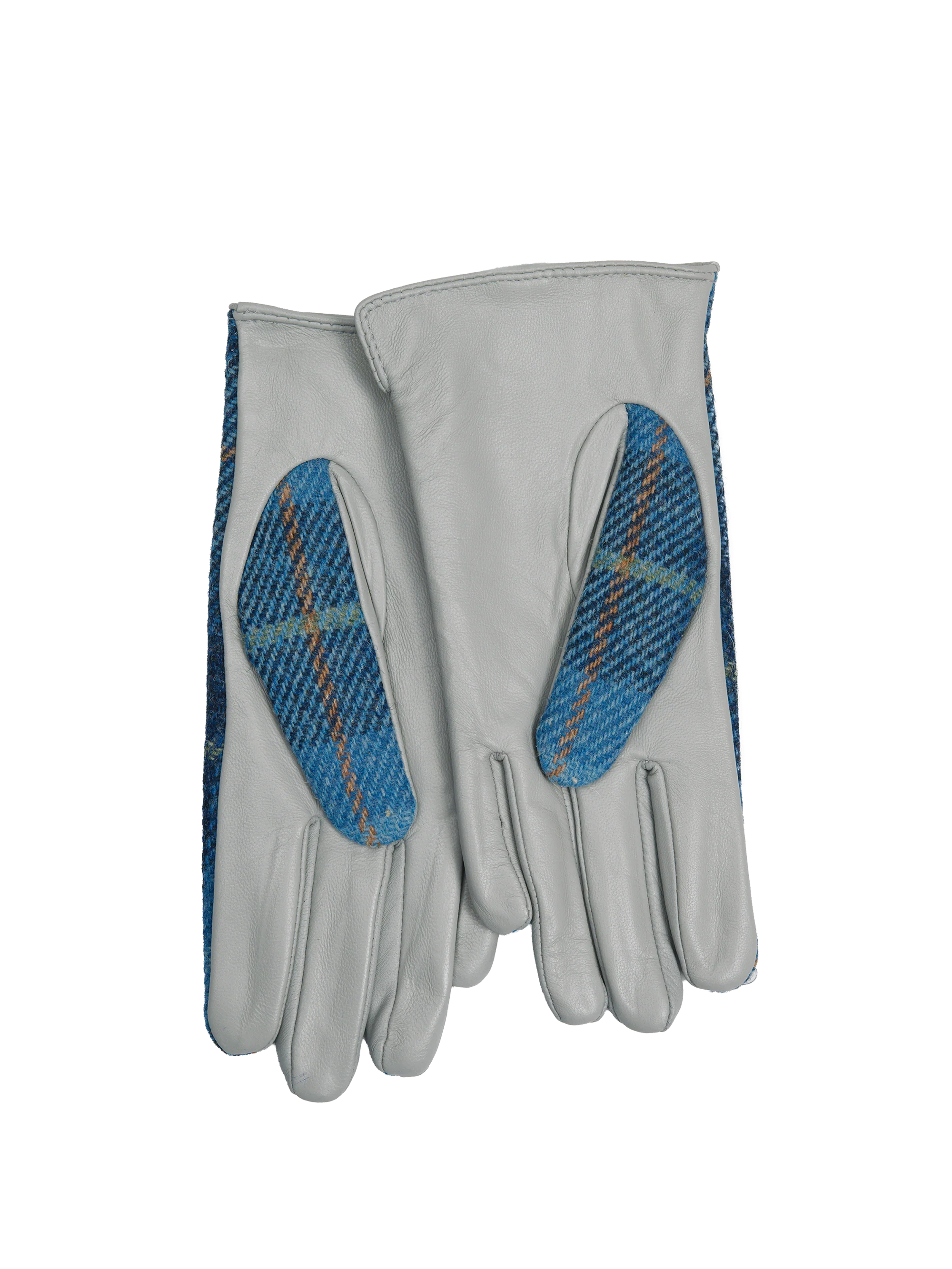 Harris Tweed Ladies Gloves - Blue Pastels (Pale Blue Leather) (ISL) - Image 2
