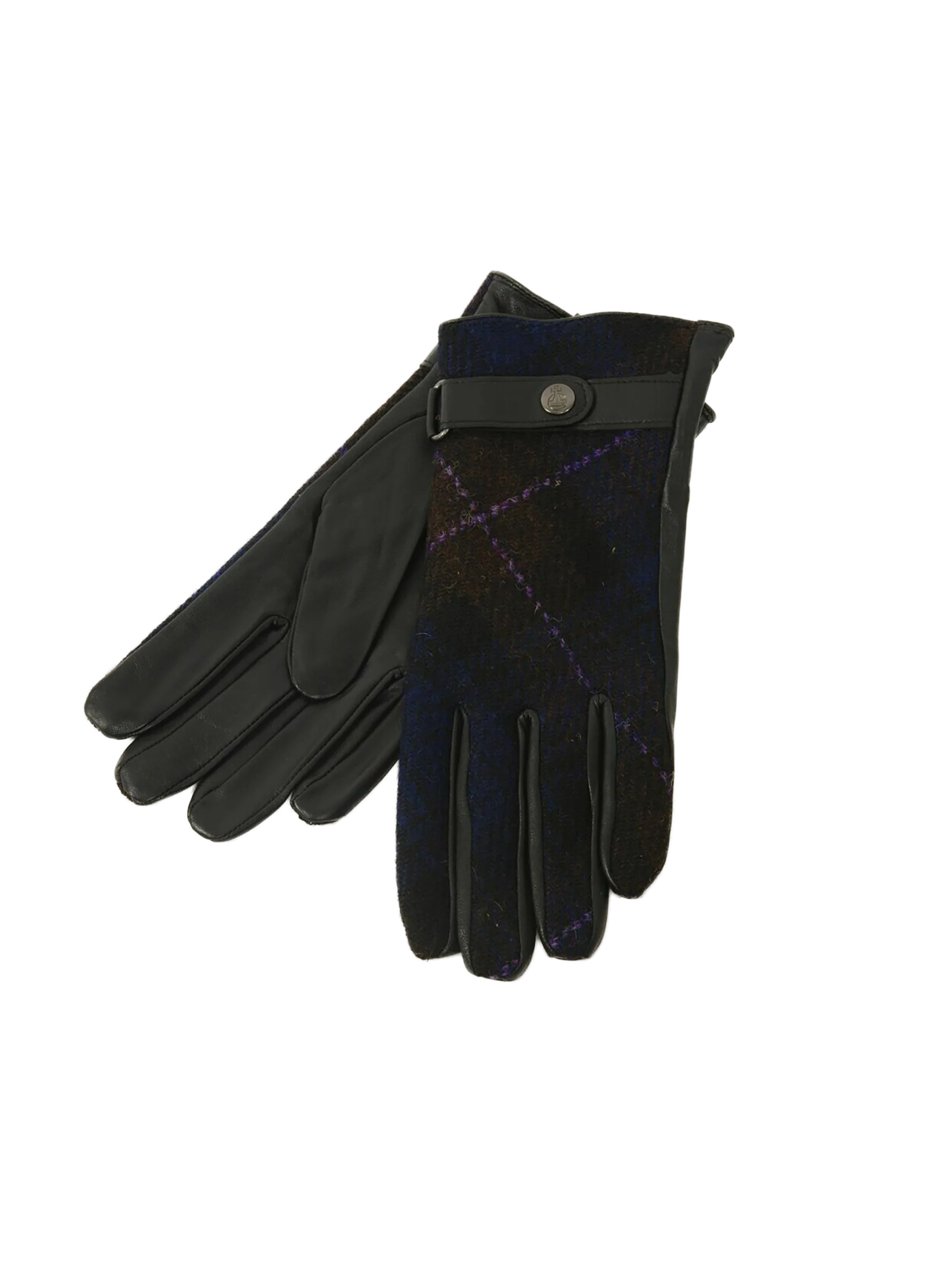Harris Tweed Ladies Gloves - Brown Blue Purple Overcheck (HT54) (FW)