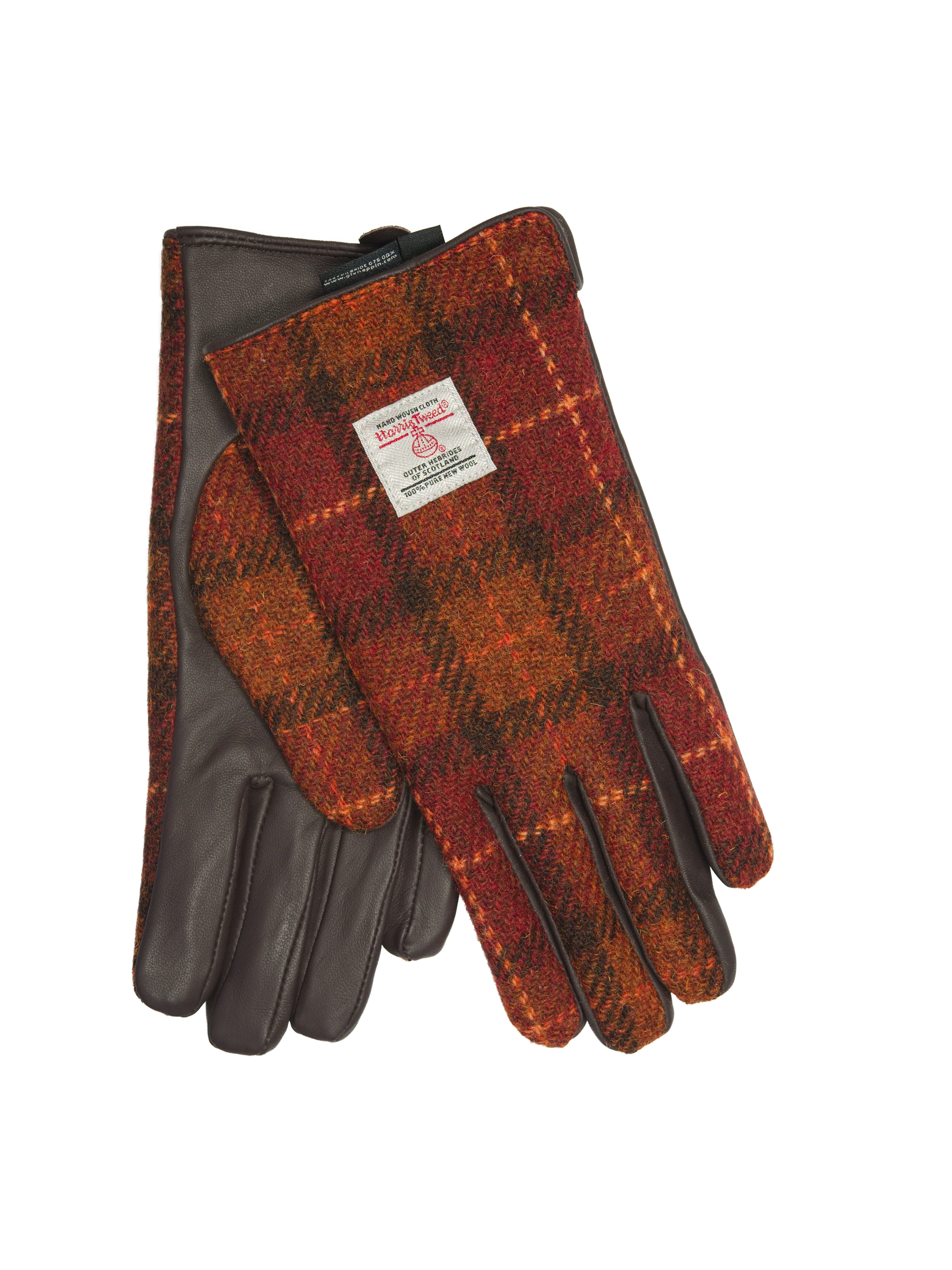 Harris Tweed Ladies Gloves - Brown/Orange Check (GA)