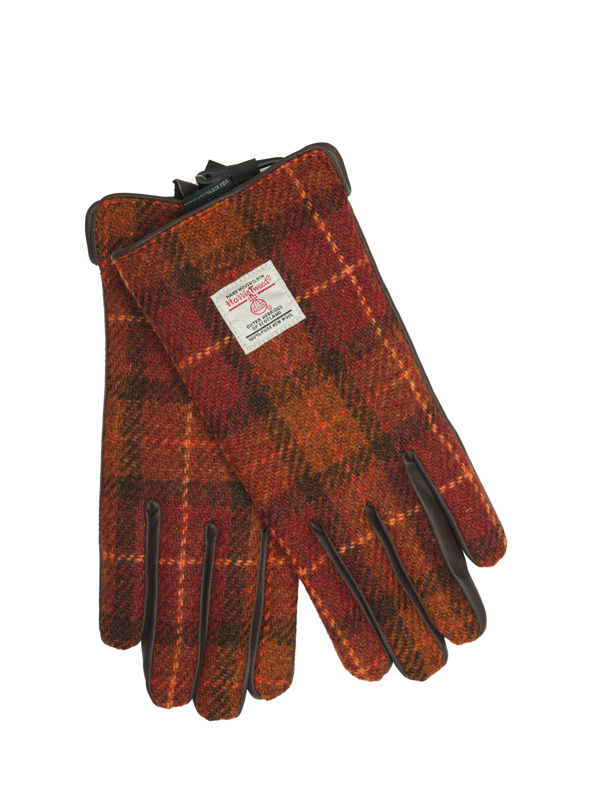 Harris Tweed Ladies Gloves - Brown/Orange Check (GA) - Image 2