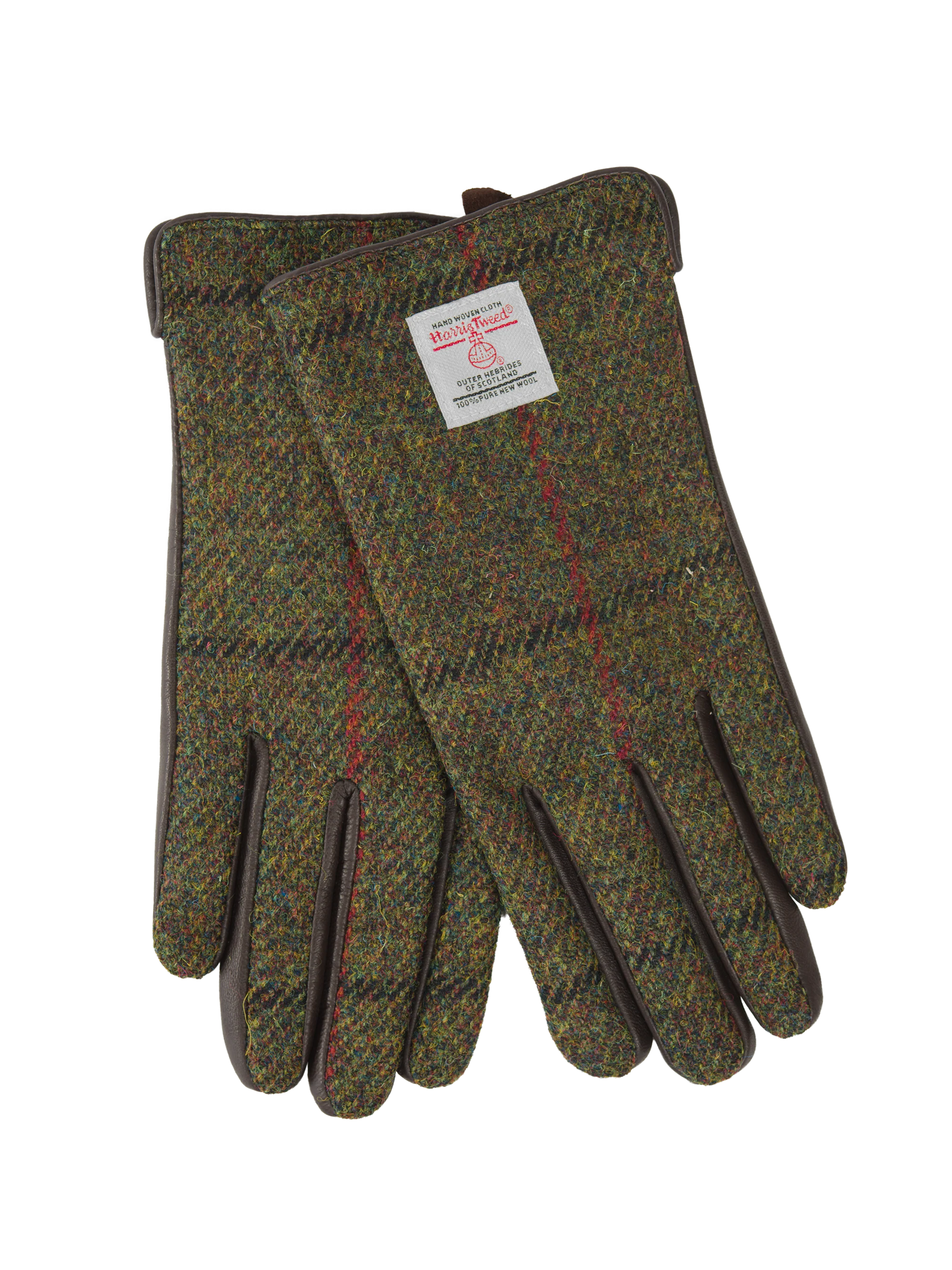 Harris Tweed Ladies Gloves - Green Check (HH) - Image 2