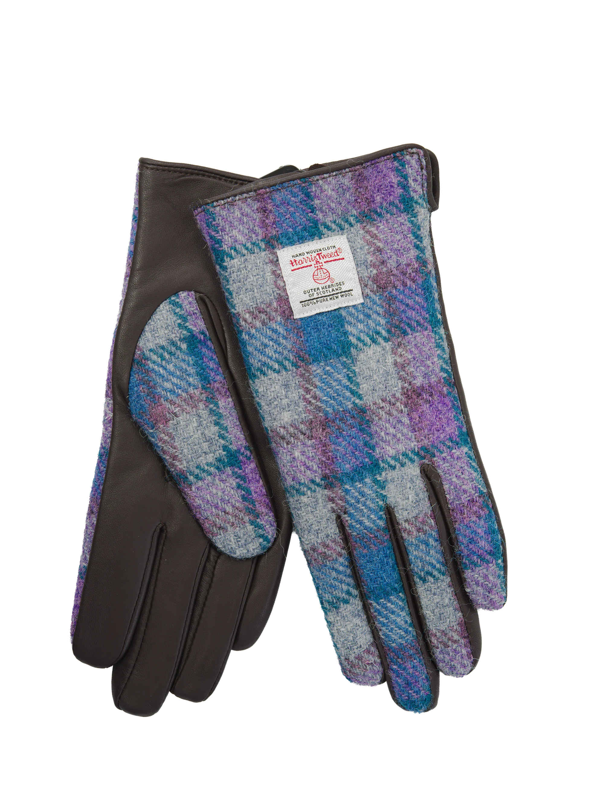 Harris Tweed Ladies Gloves - Grey/Lilac Check (GA)