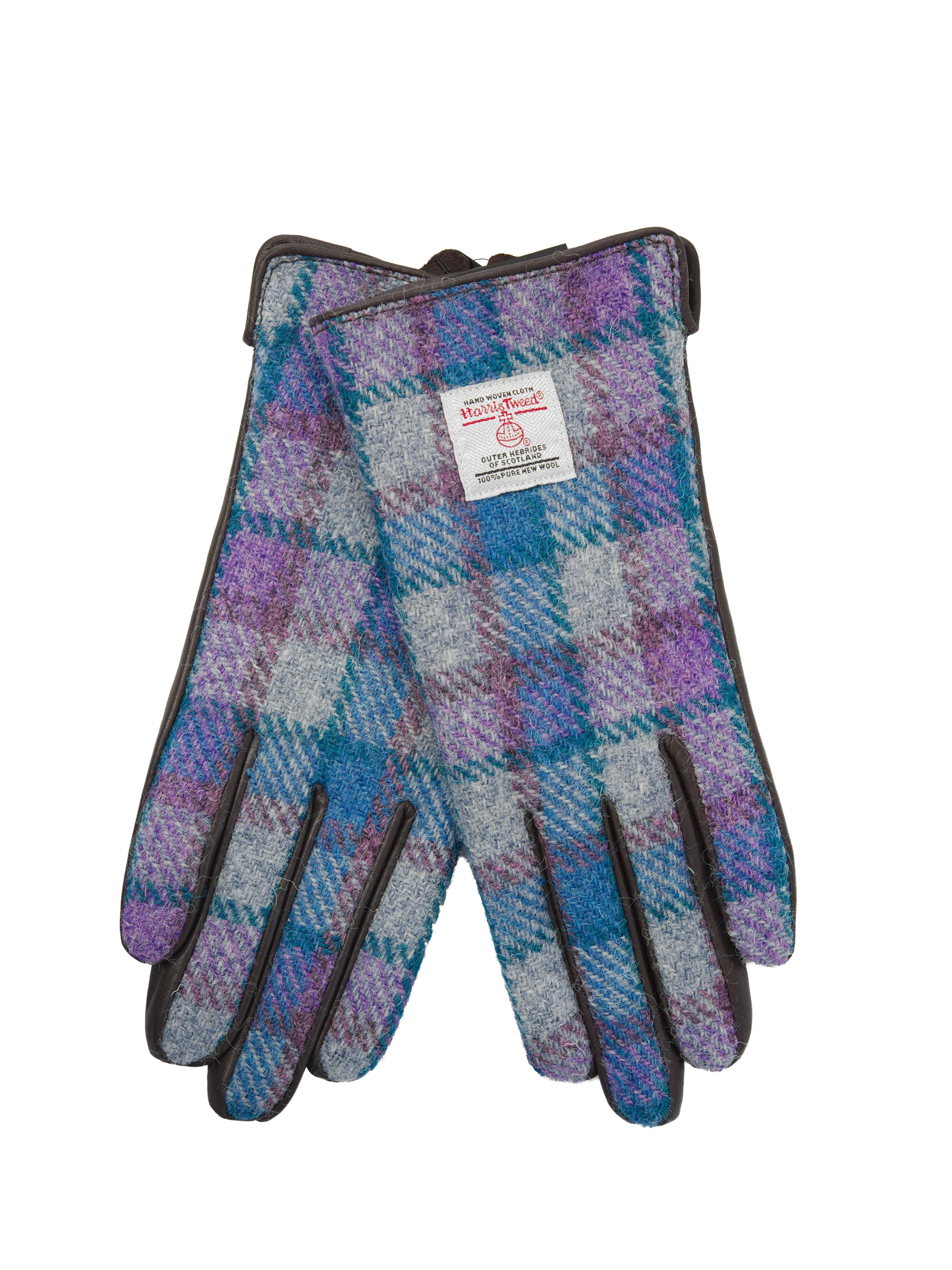 Harris Tweed Ladies Gloves - Grey/Lilac Check (GA) - Image 2