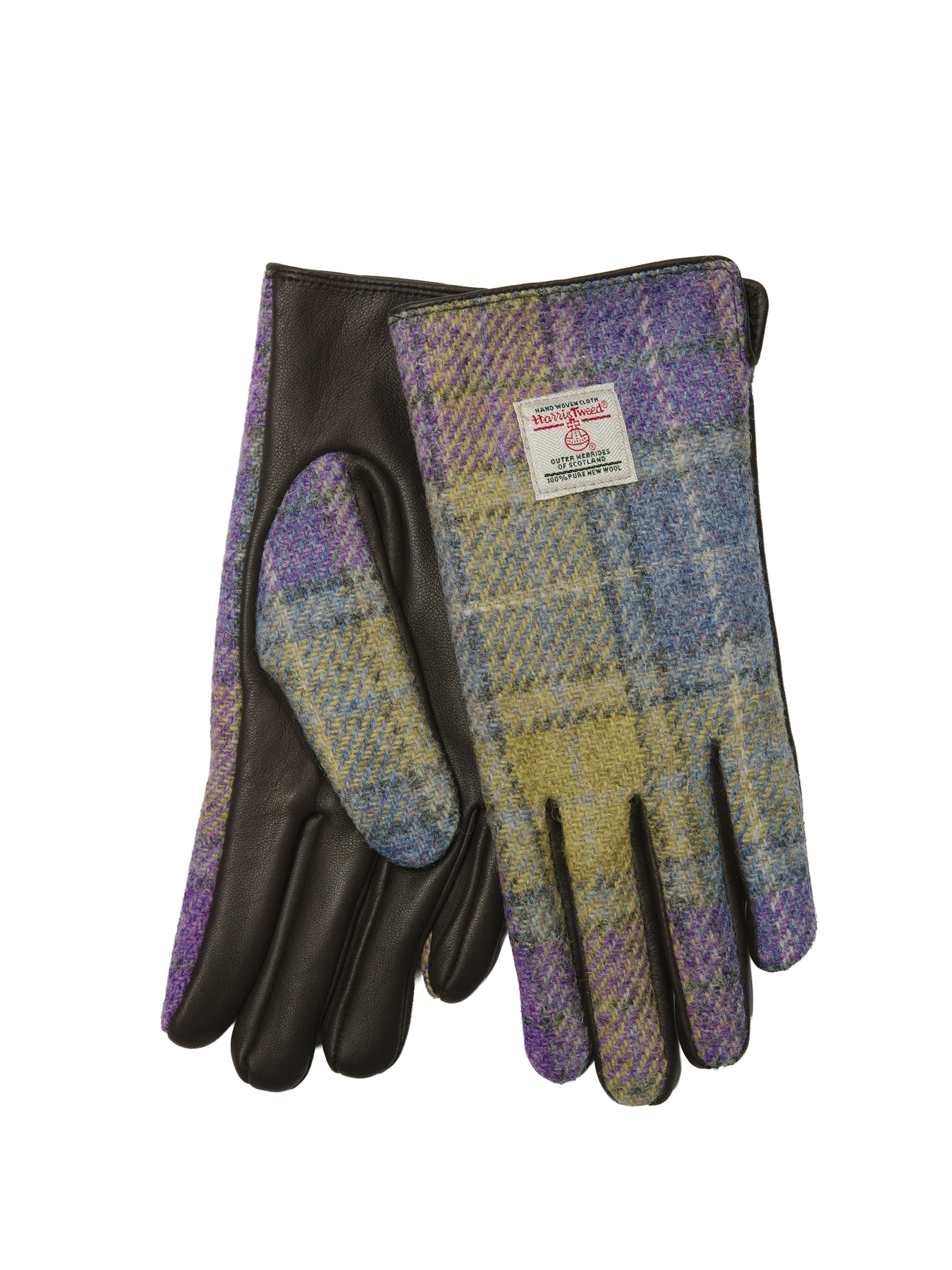Harris Tweed Ladies Gloves - Muted Lilac/Green Check (GA)