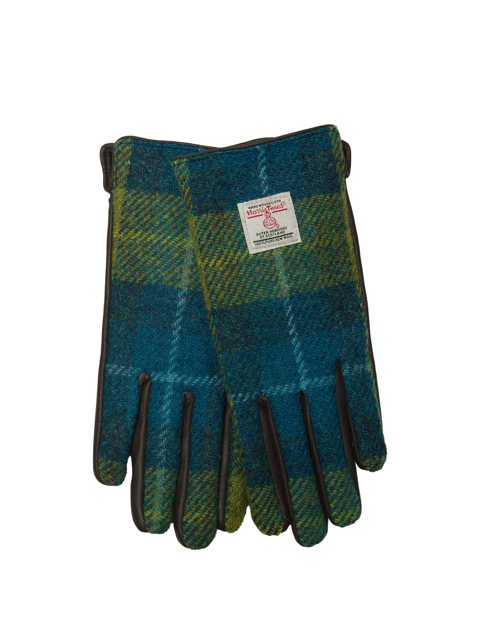 Harris Tweed Ladies Gloves - Sea Blue/Green Check (GA) - Image 2