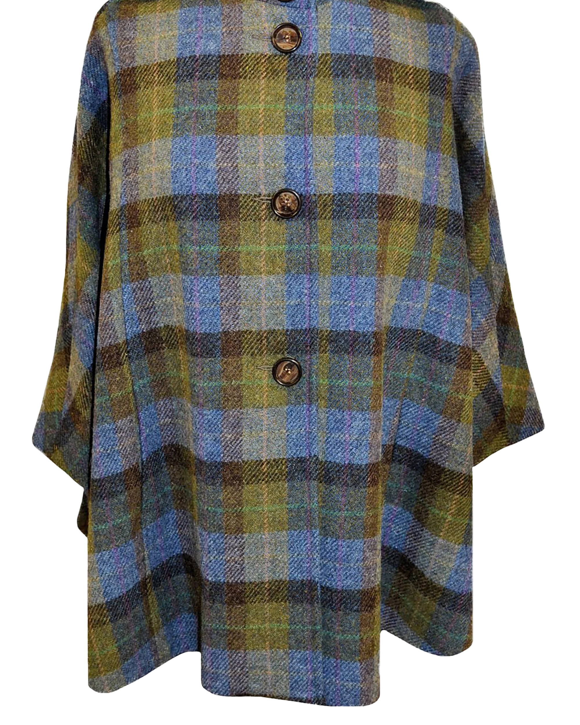 Harris Tweed Ladies Hooded Cape - Denim Sage - Image 2