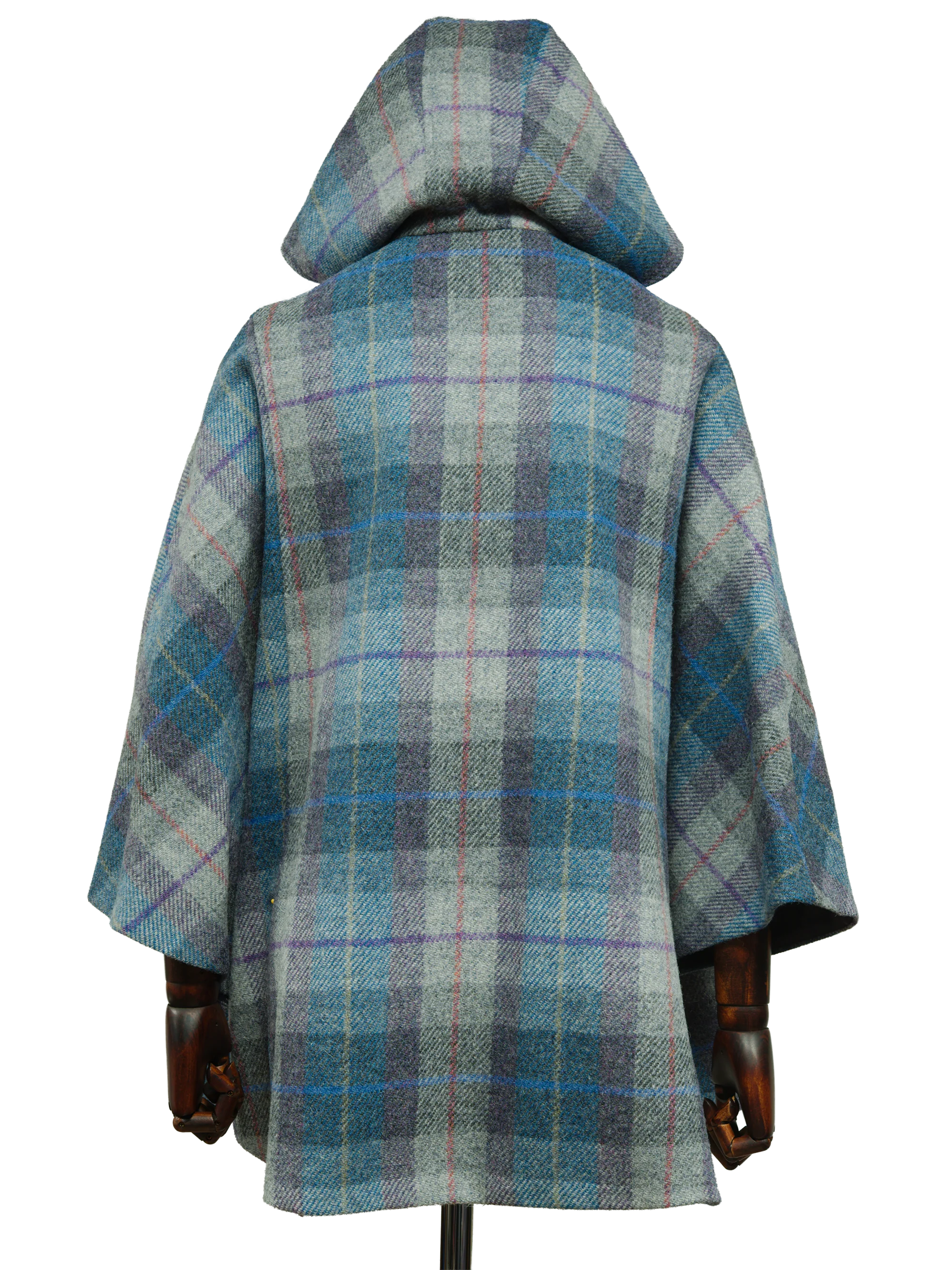 Harris Tweed Ladies Hooded Cape - Lavender Check - Image 3