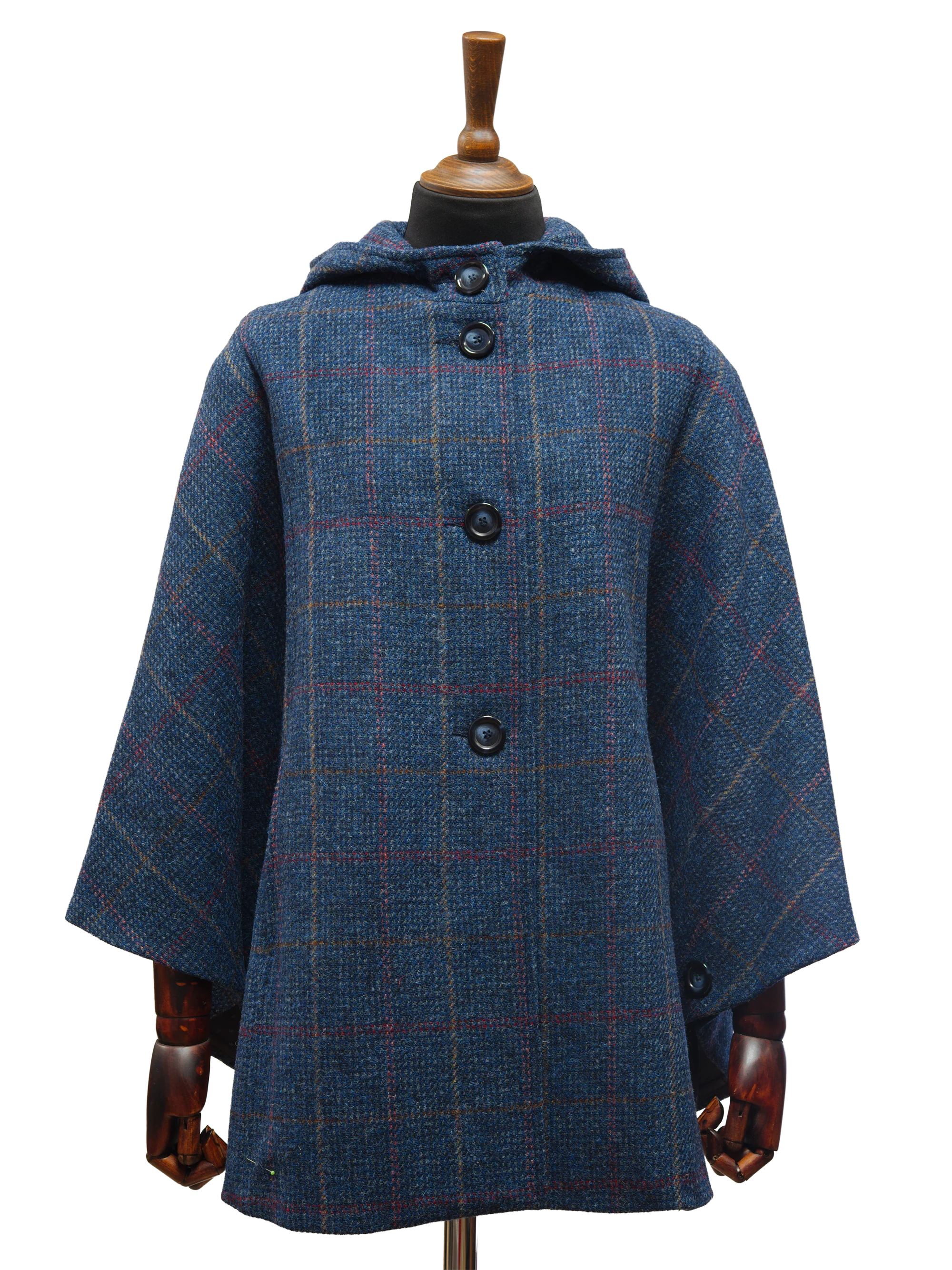 Harris Tweed Ladies Hooded Cape - Ocean - Image 2