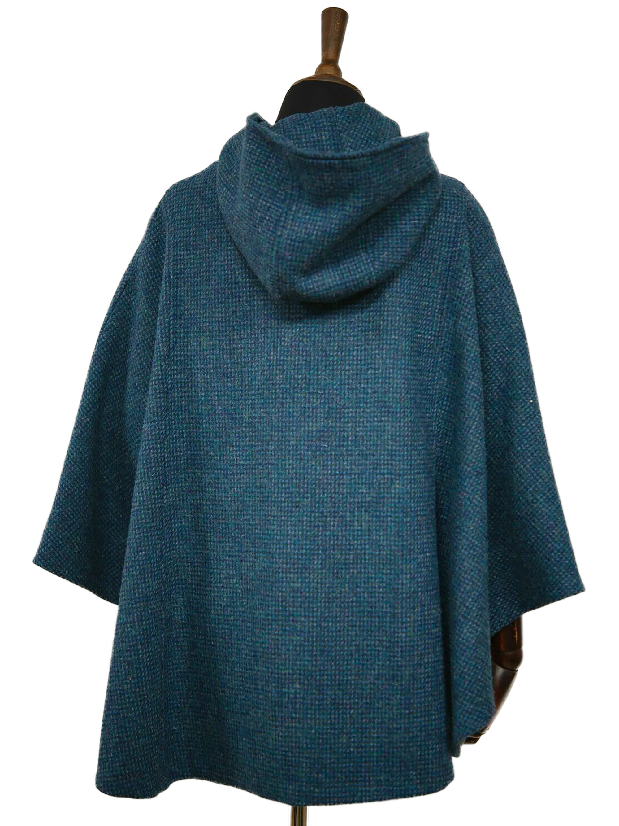 Harris Tweed Ladies Hooded Cape - Teal - Image 6