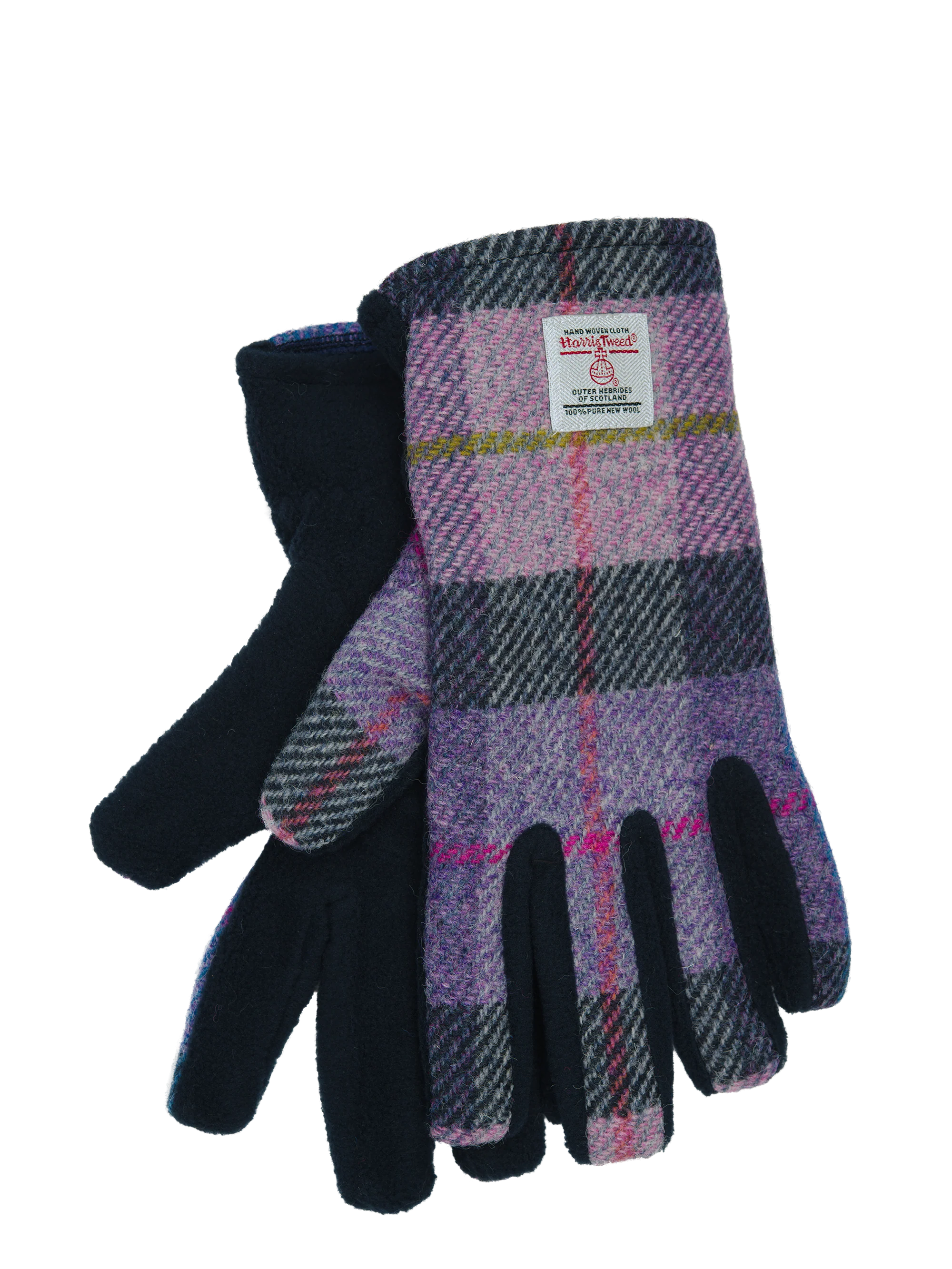 Harris Tweed Ladies Isla Fleece Gloves - Lilac Pastels - Image 2