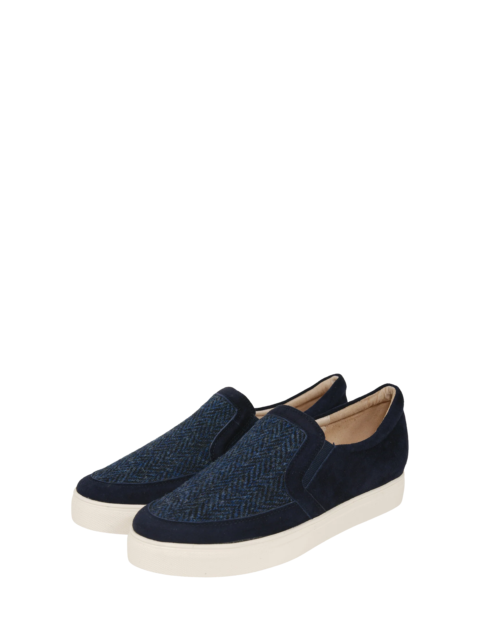 Harris Tweed Ladies Plimsoles - Navy Herringbone