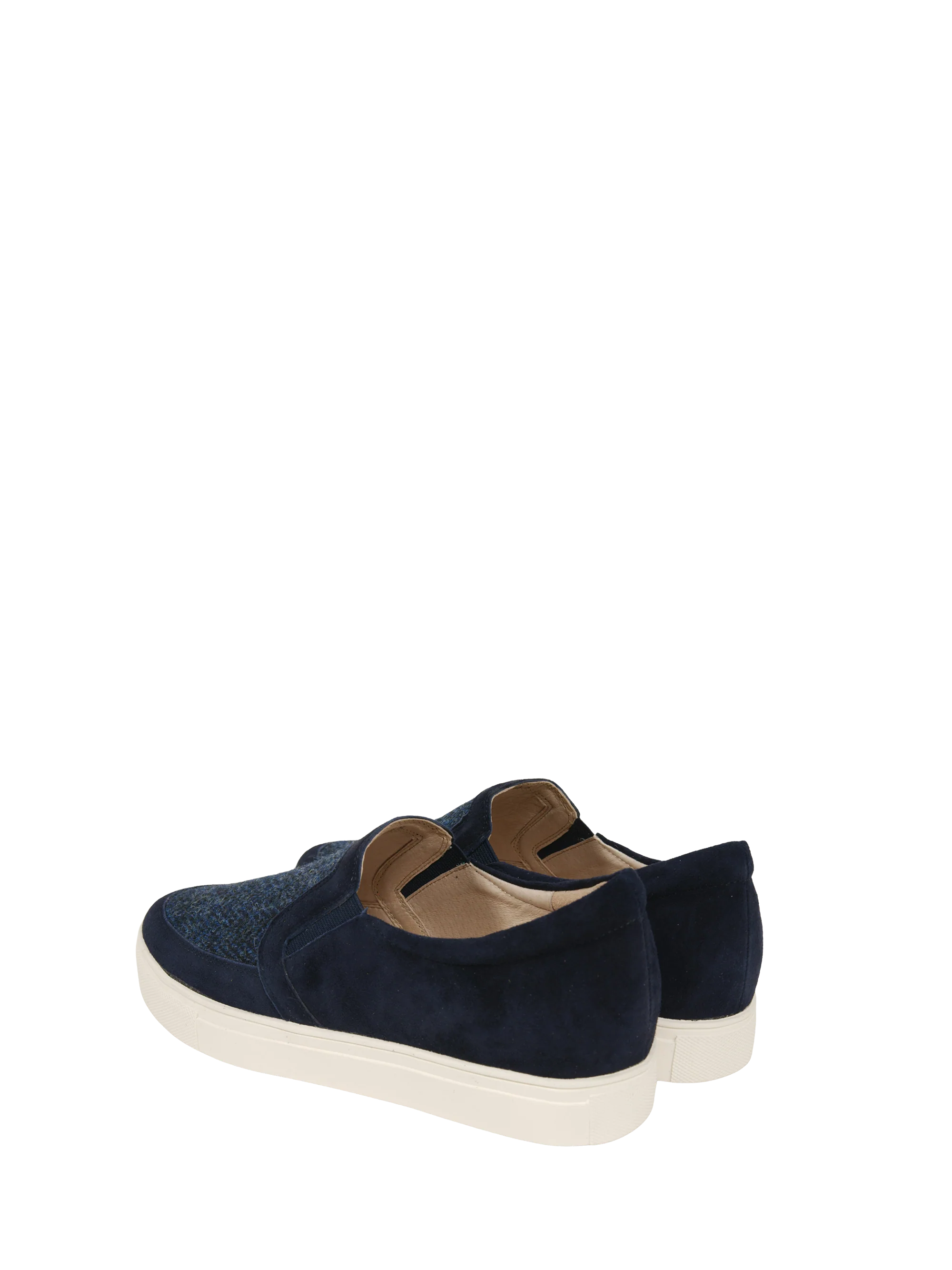 Harris Tweed Ladies Plimsoles - Navy Herringbone - Image 2
