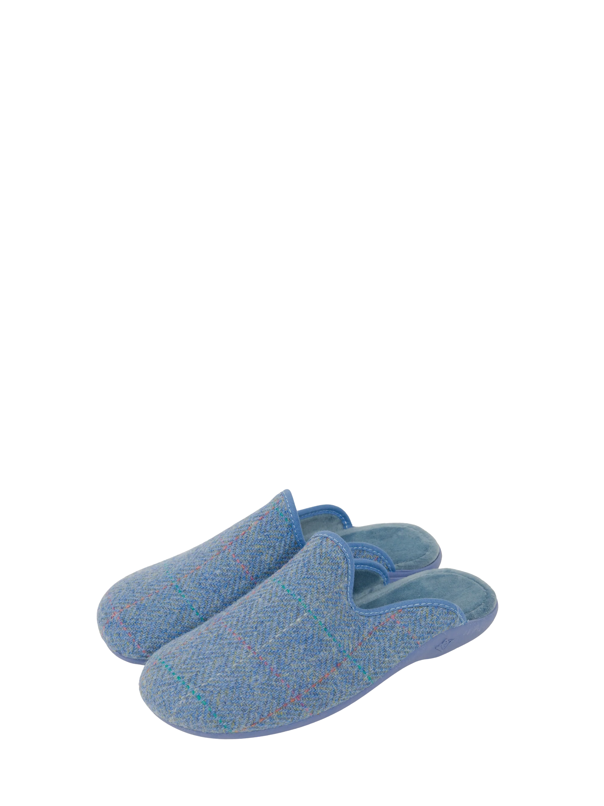 Harris Tweed Ladies Slippers - Sky Windowpane