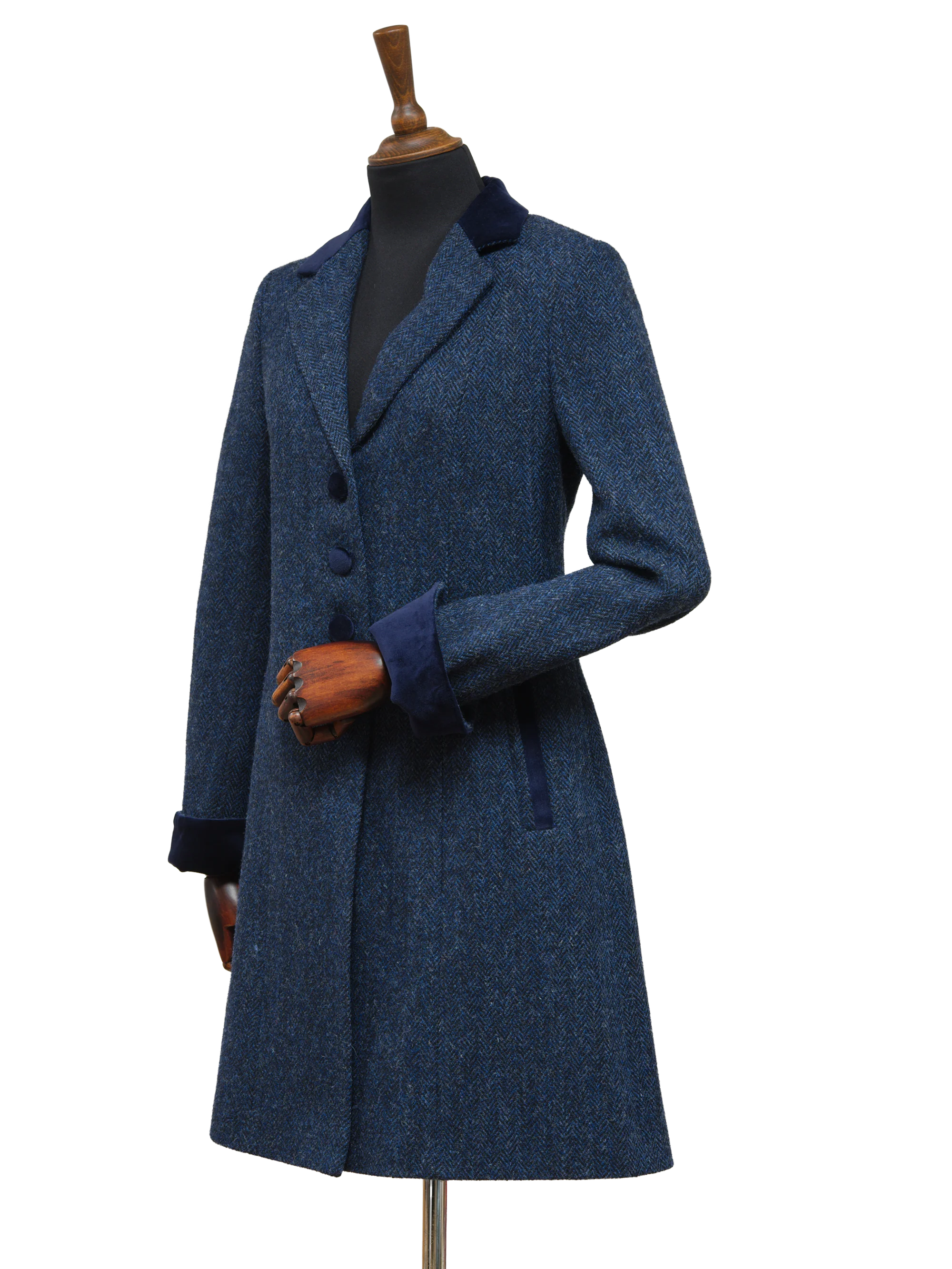 Harris Tweed Ladies Tara Coat - Navy Herringbone - Image 3