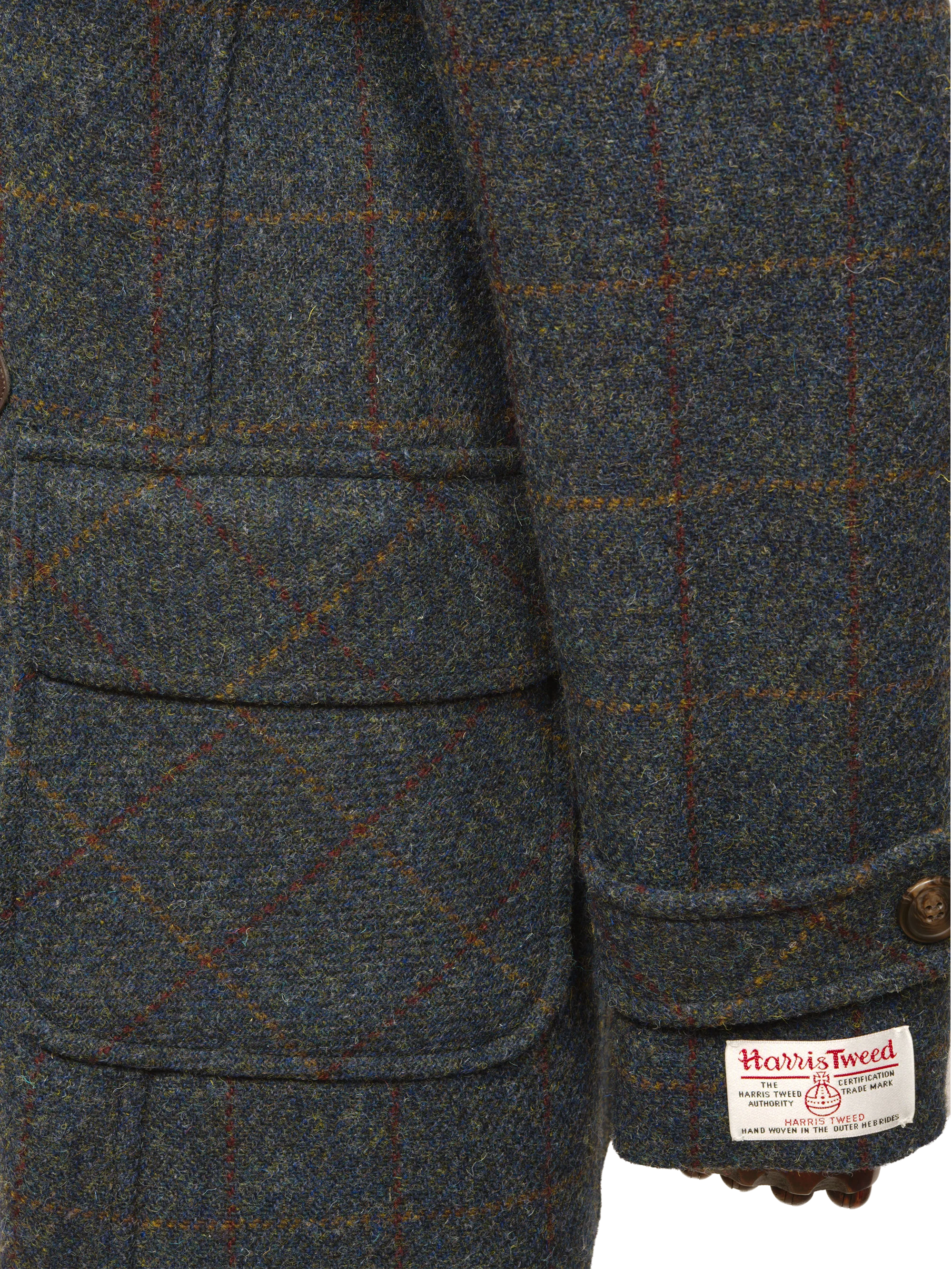 Harris Tweed Lara Duffle Coat - Blue Multi - Image 3