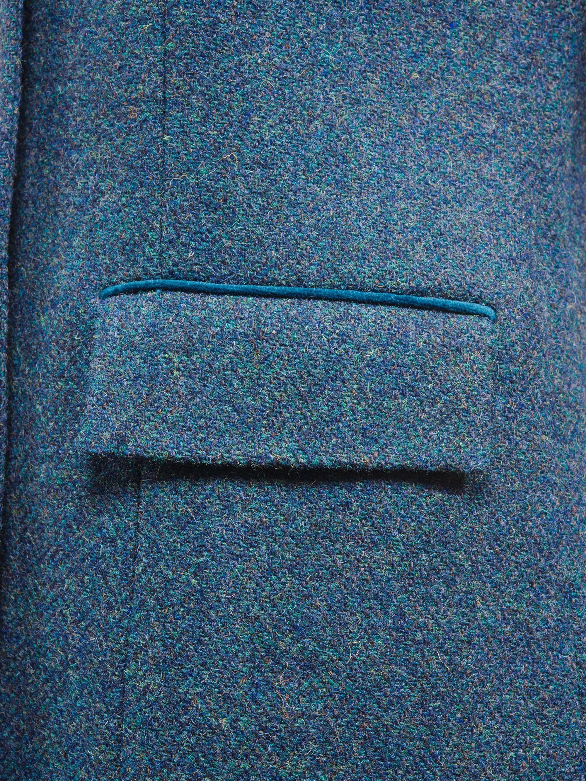 Harris Tweed Lucy Coat - Blue Mix Herringbone - Image 5