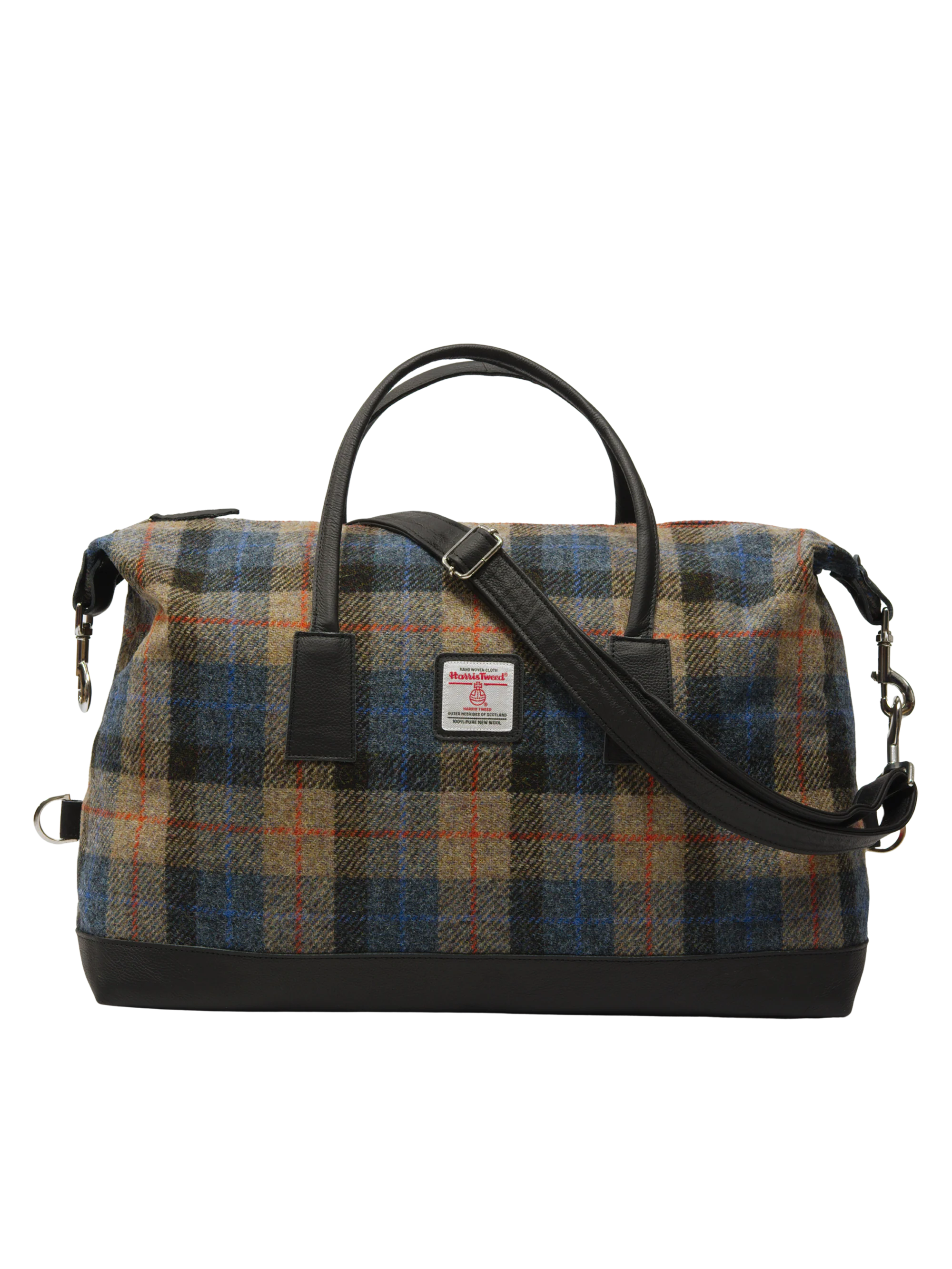 Harris Tweed Luggage Bag - A0162 (Black Leather)