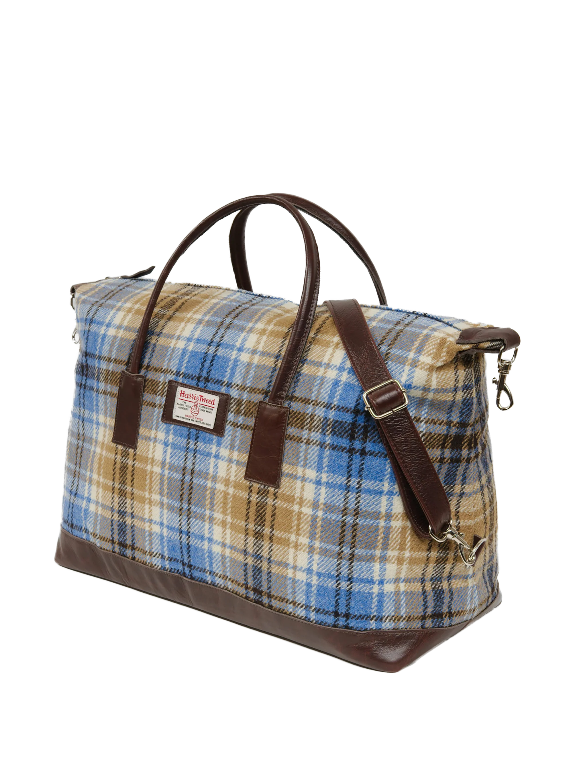 Harris Tweed Luggage Bag - A0219 (Brown Leather) (OL)