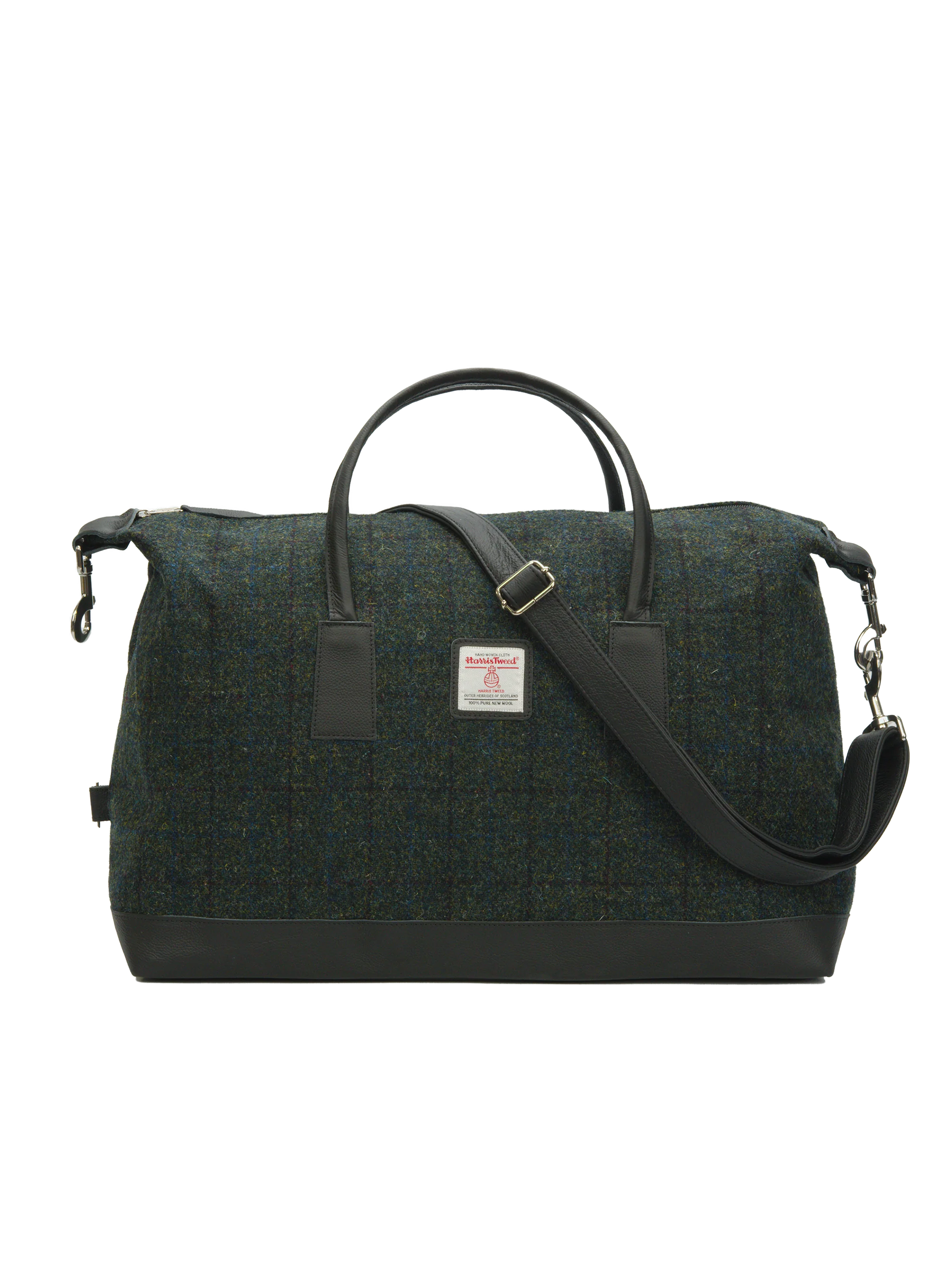 Harris Tweed Luggage Bag - A0256 (Black Leather)