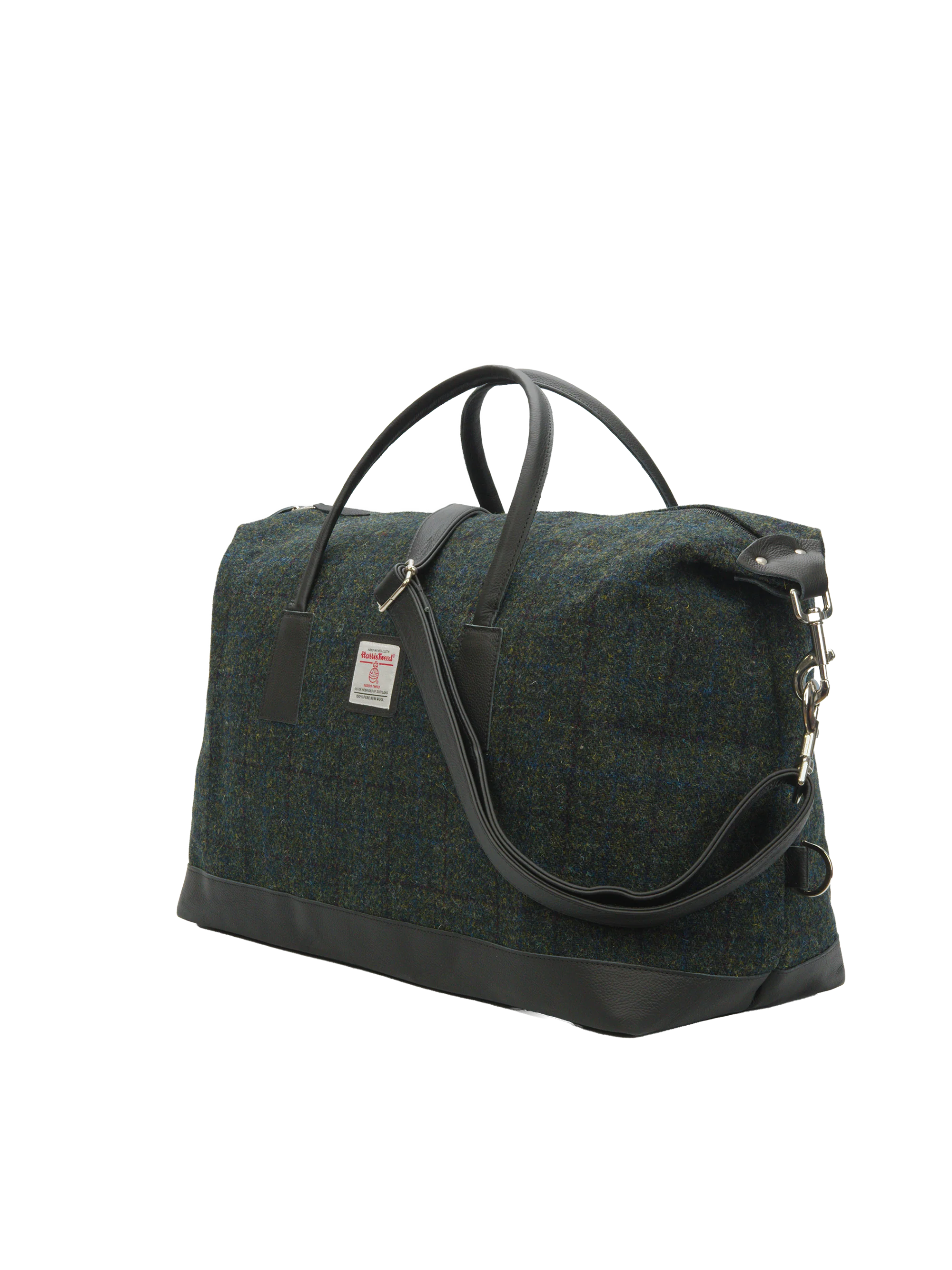Harris Tweed Luggage Bag - A0256 (Black Leather) - Image 2