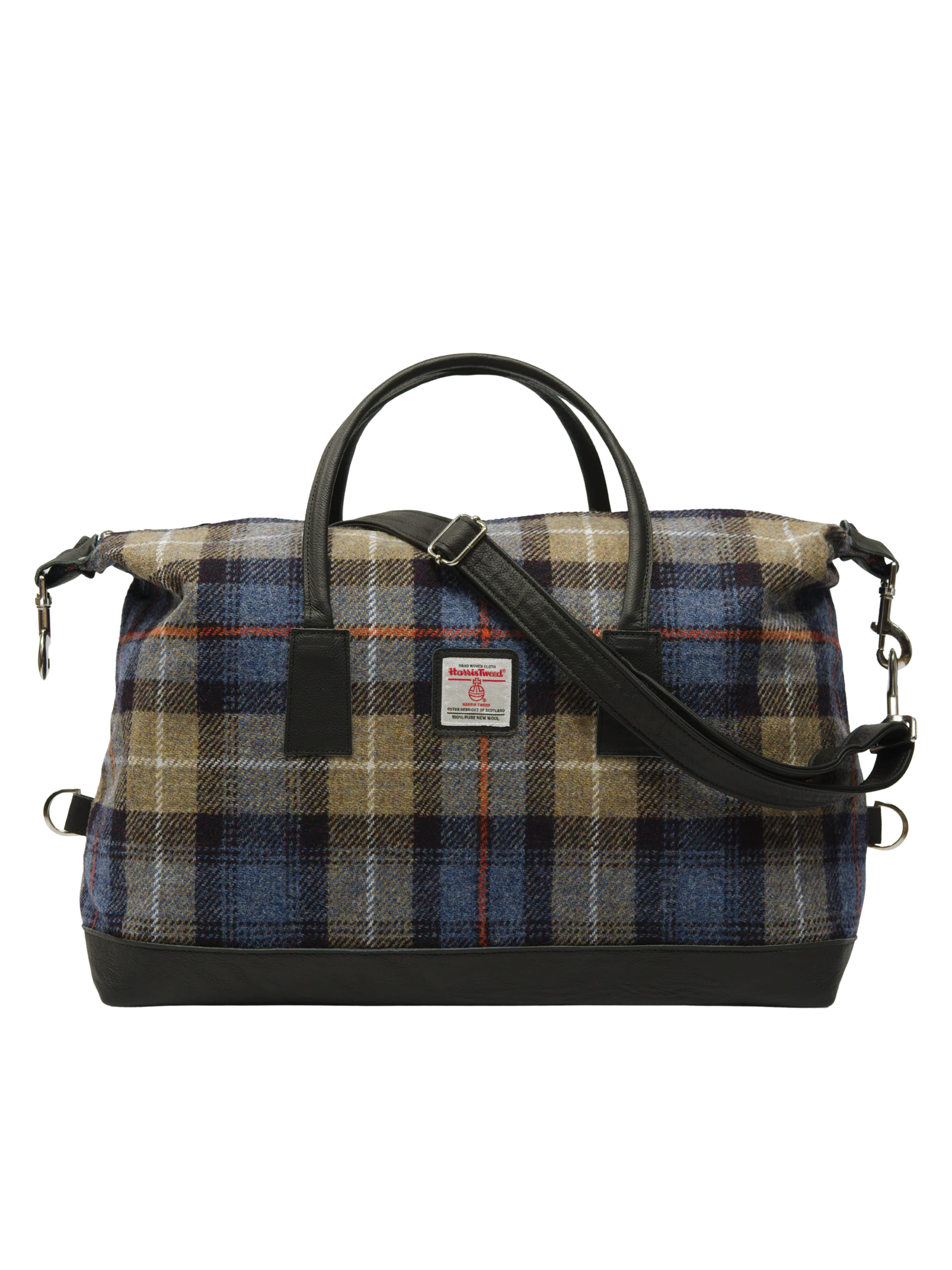 Harris Tweed Luggage Bag - A072 (Black Leather)
