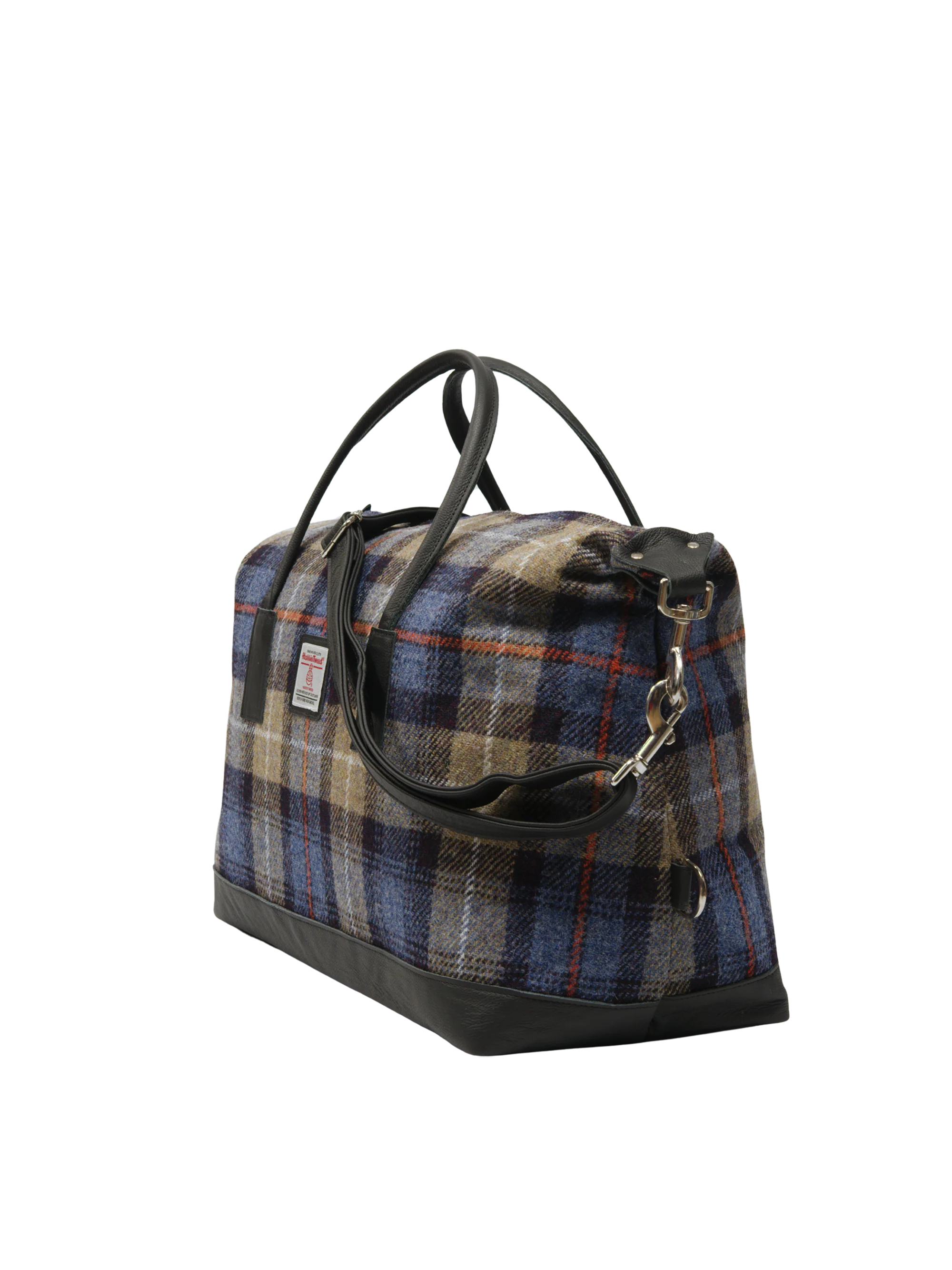 Harris Tweed Luggage Bag - A072 (Black Leather) - Image 2