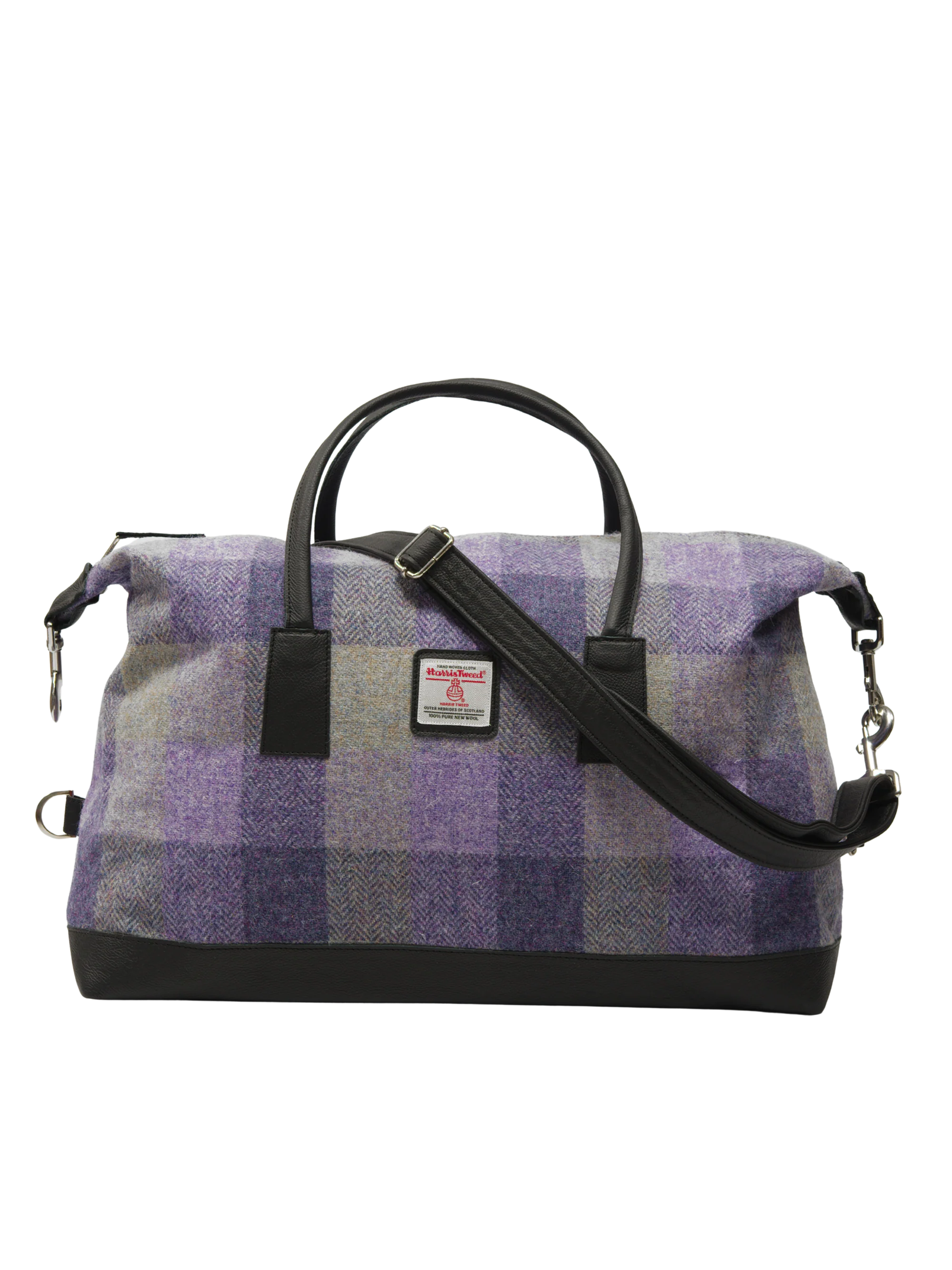 Harris Tweed Luggage Bag - HB156 (Black Leather)